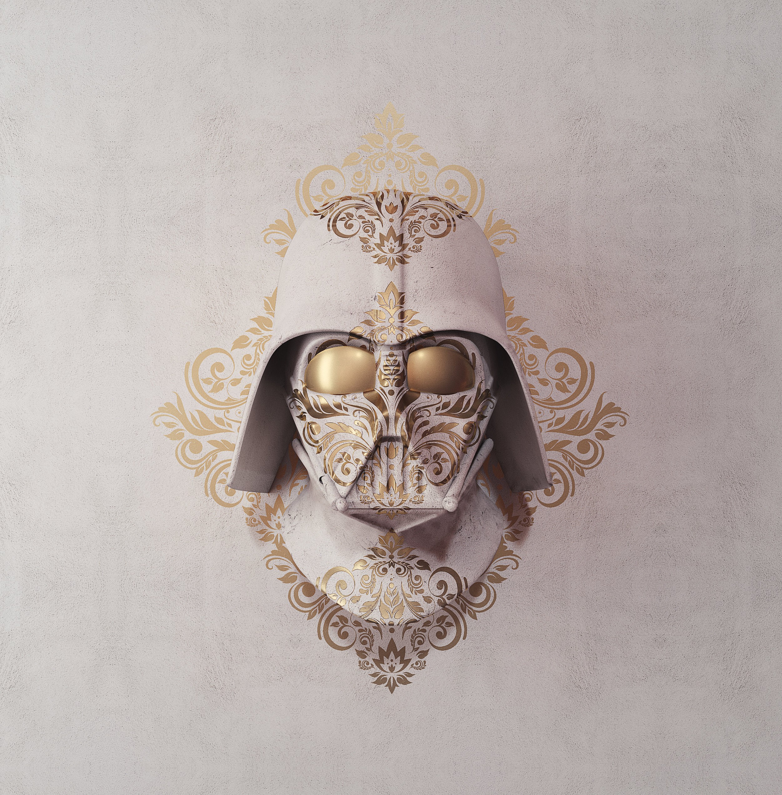 billelis, white, gold, Star Wars, Darth Vader, HD Wallpaper