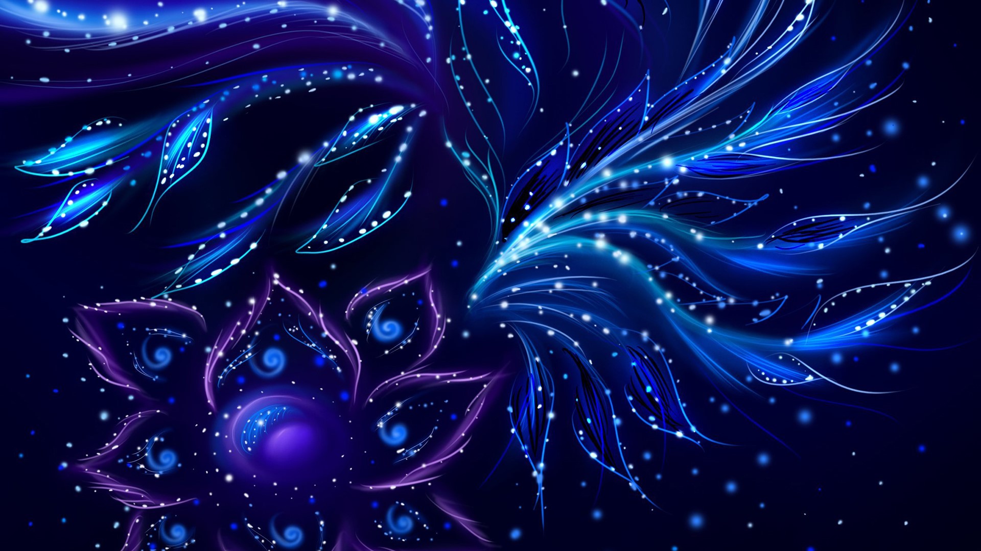 neon, flowers, colorful, artwork, digital art, HD Wallpaper