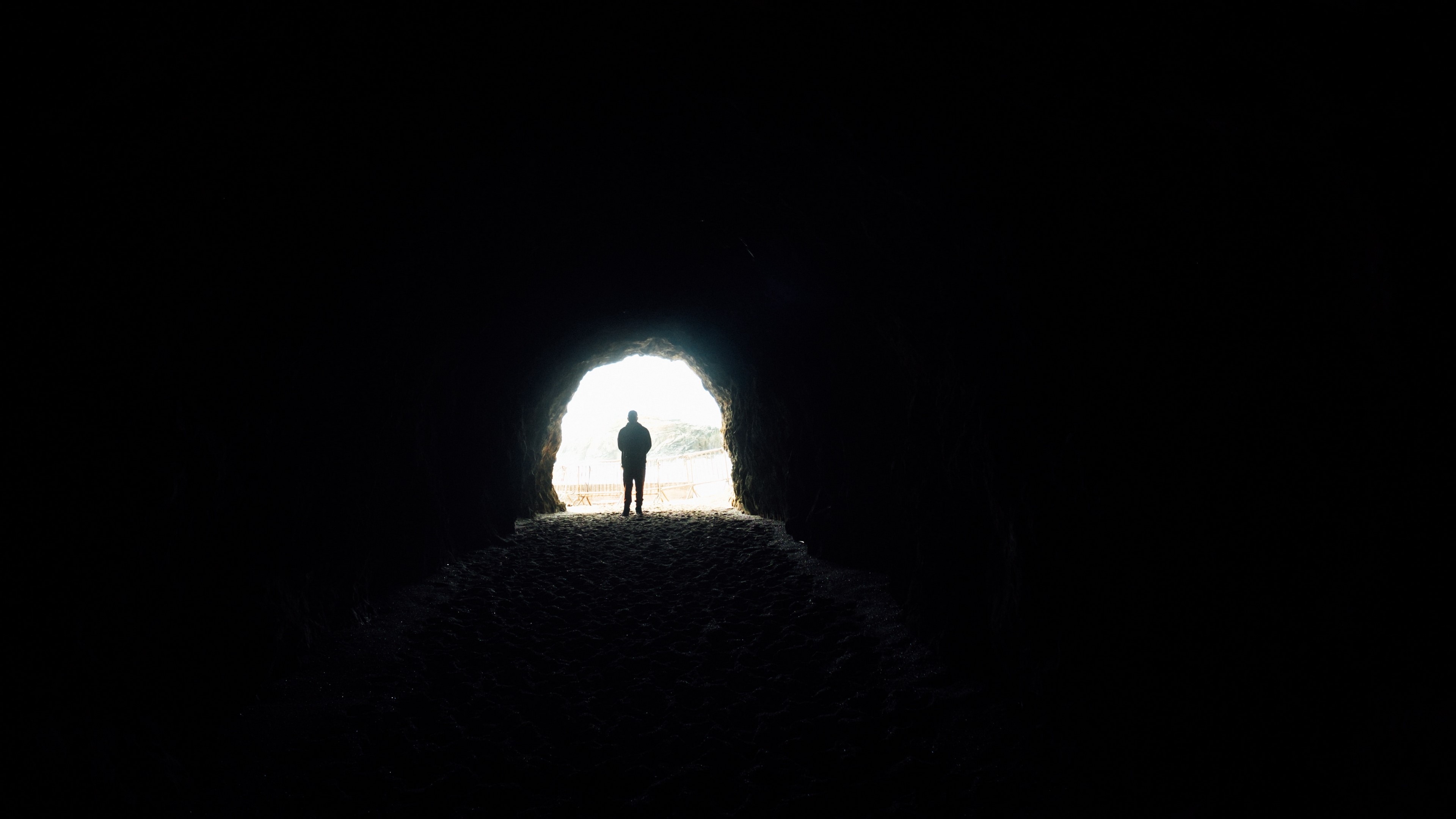 cave, silhouette, alone, dark, HD Wallpaper