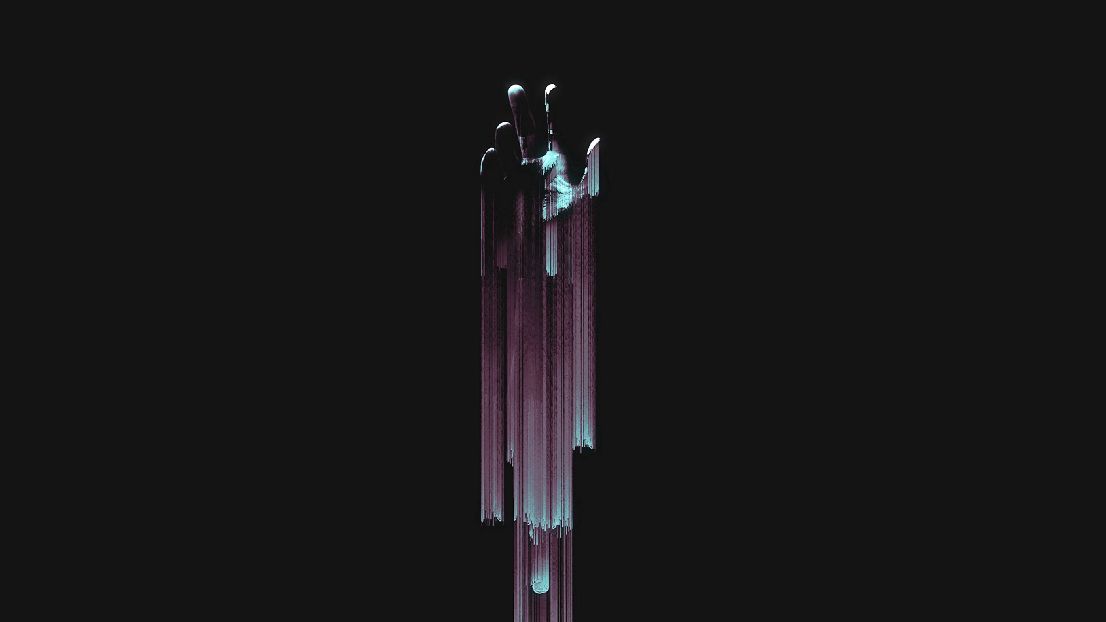 hand, glitch, interference, dark, 4k, HD Wallpaper
