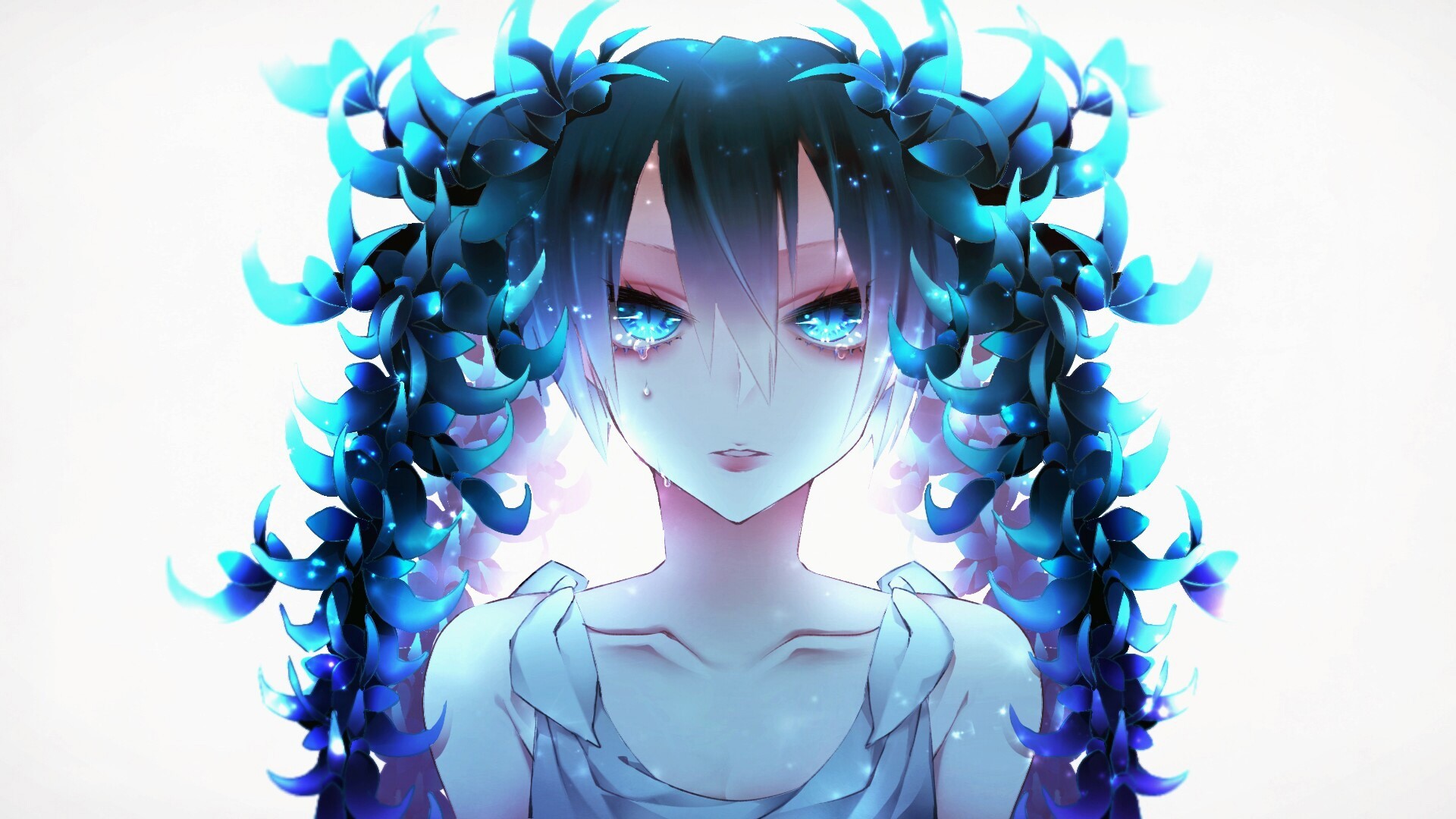 Hatsune Miku, anime, anime girls, long hair, white background, face, Vocaloid, HD Wallpaper