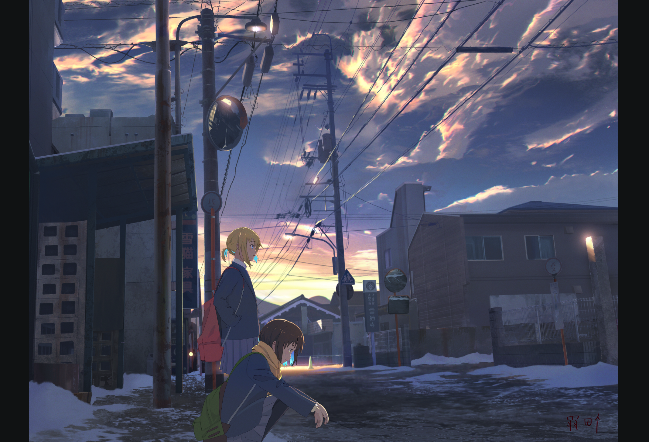 anime, 2D, digital art, artwork, clouds, sky, moescape, HD Wallpaper