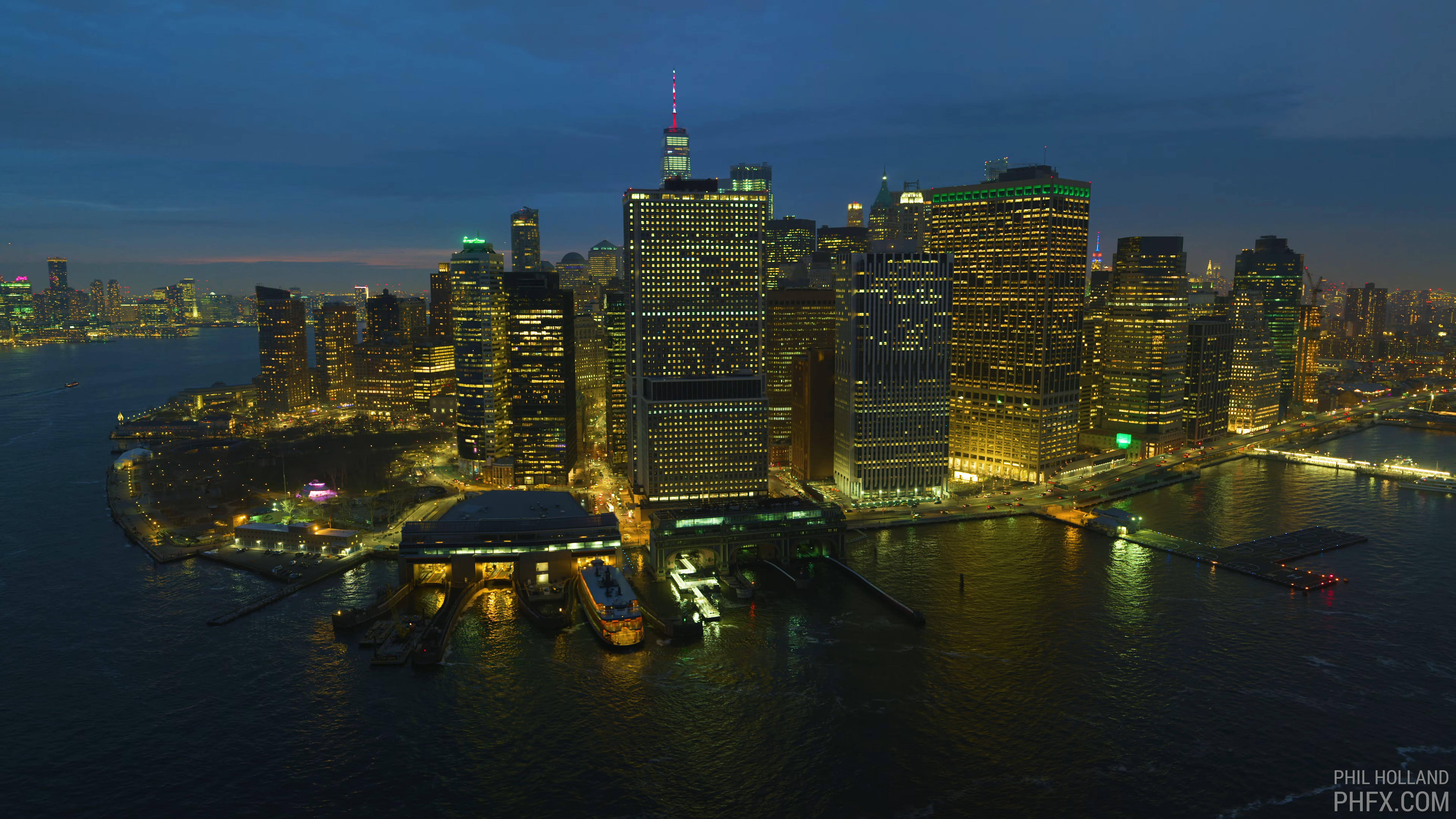 New York City, lights, sea, building, sky, skyscape, skyscraper, HD Wallpaper