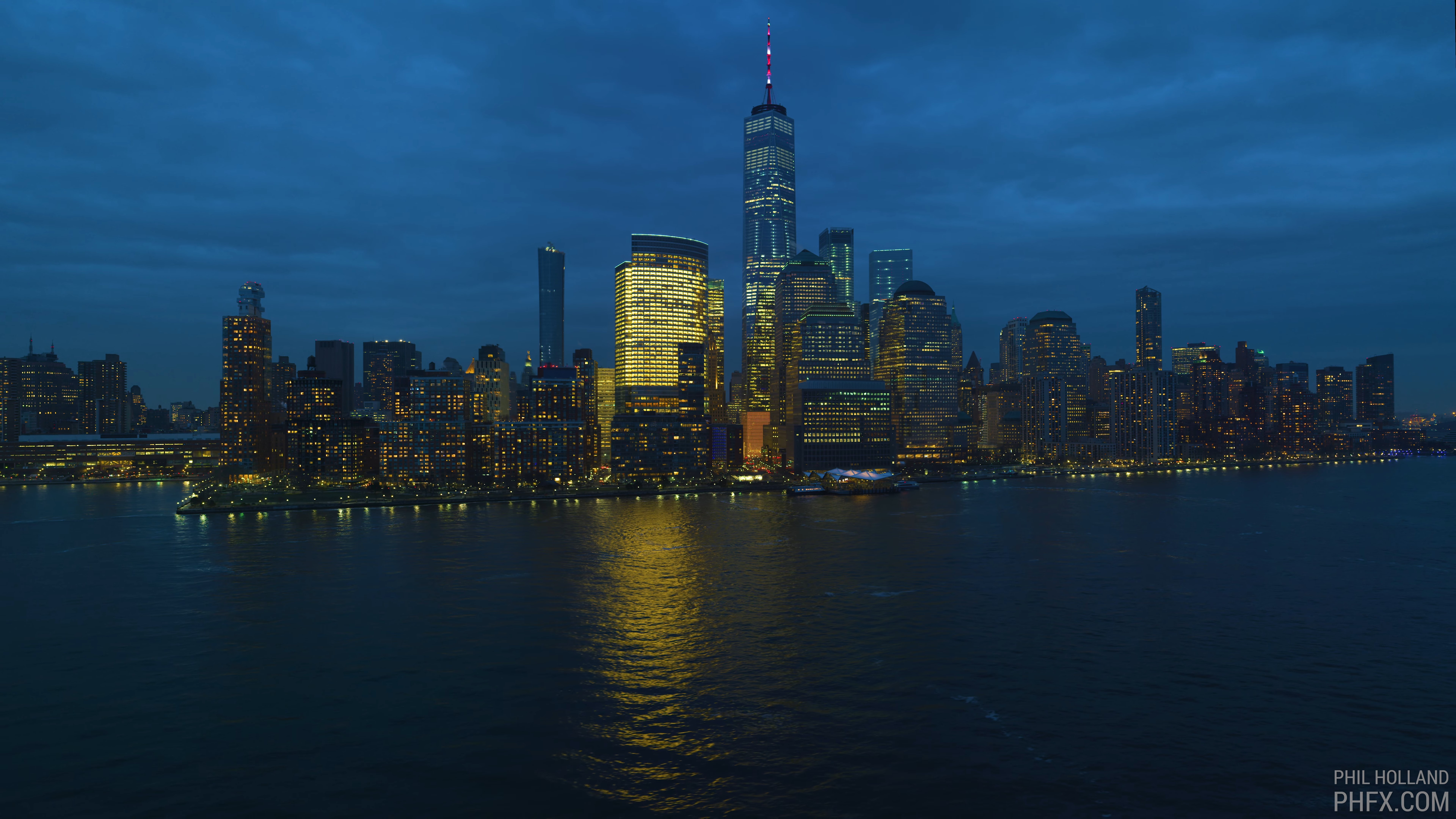 New York City, lights, sea, building, sky, skyscape, skyscraper, HD Wallpaper