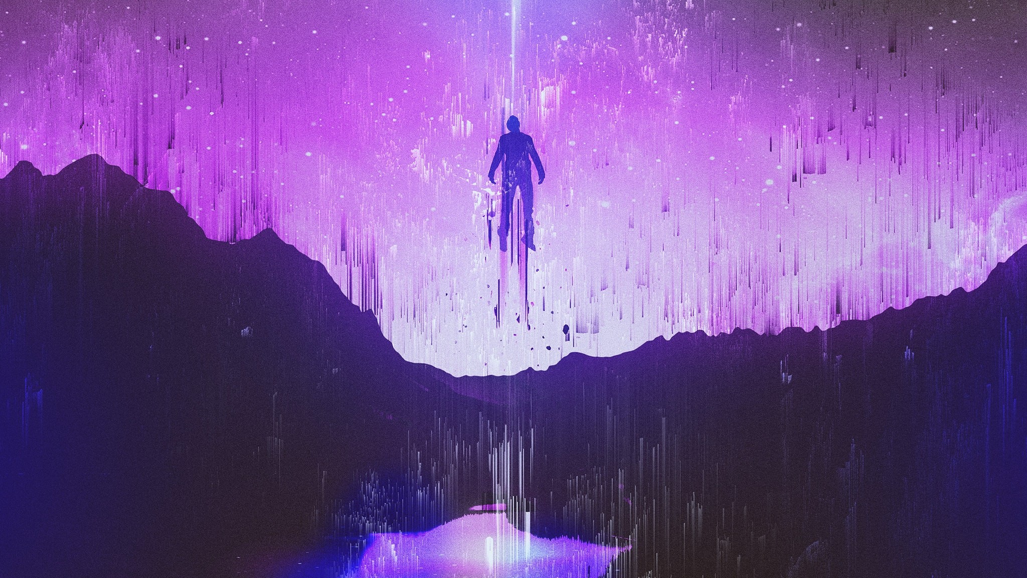 abstract, people, digital art, colorful, mountains, sky, artwork, HD Wallpaper