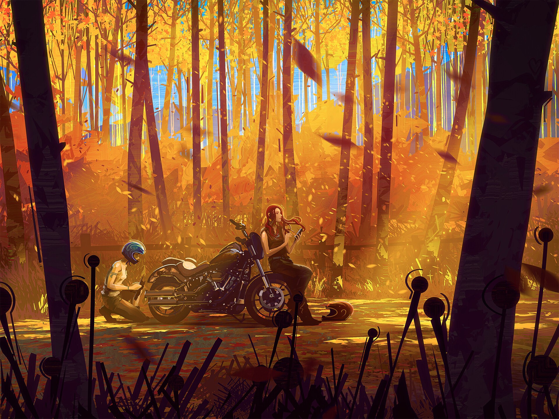 artwork, concept art, motorcycle, HD Wallpaper