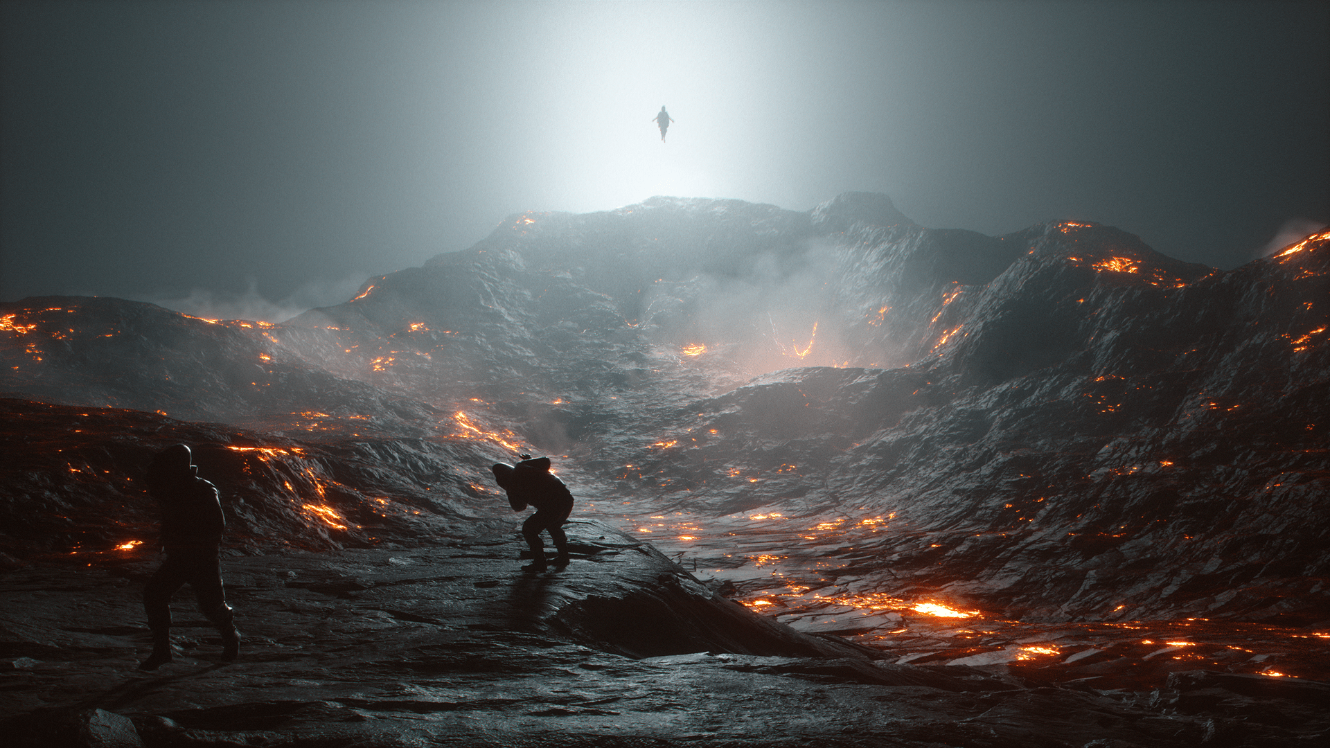 digital art, 3D, Cinema 4D, OctaneRender, volcano, lava, HD Wallpaper