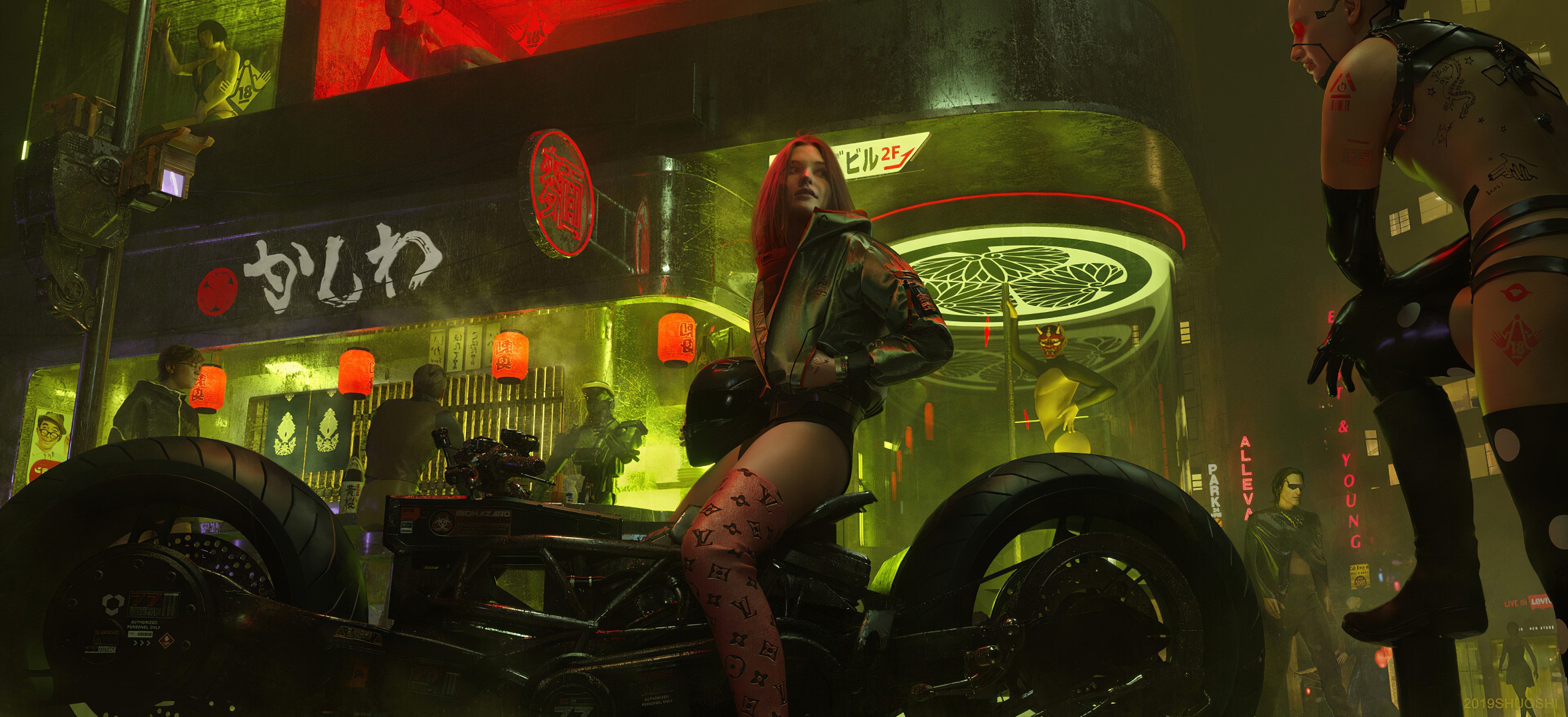 digital art, painting, cyberpunk, neo-tokyo, neon lights, HD Wallpaper