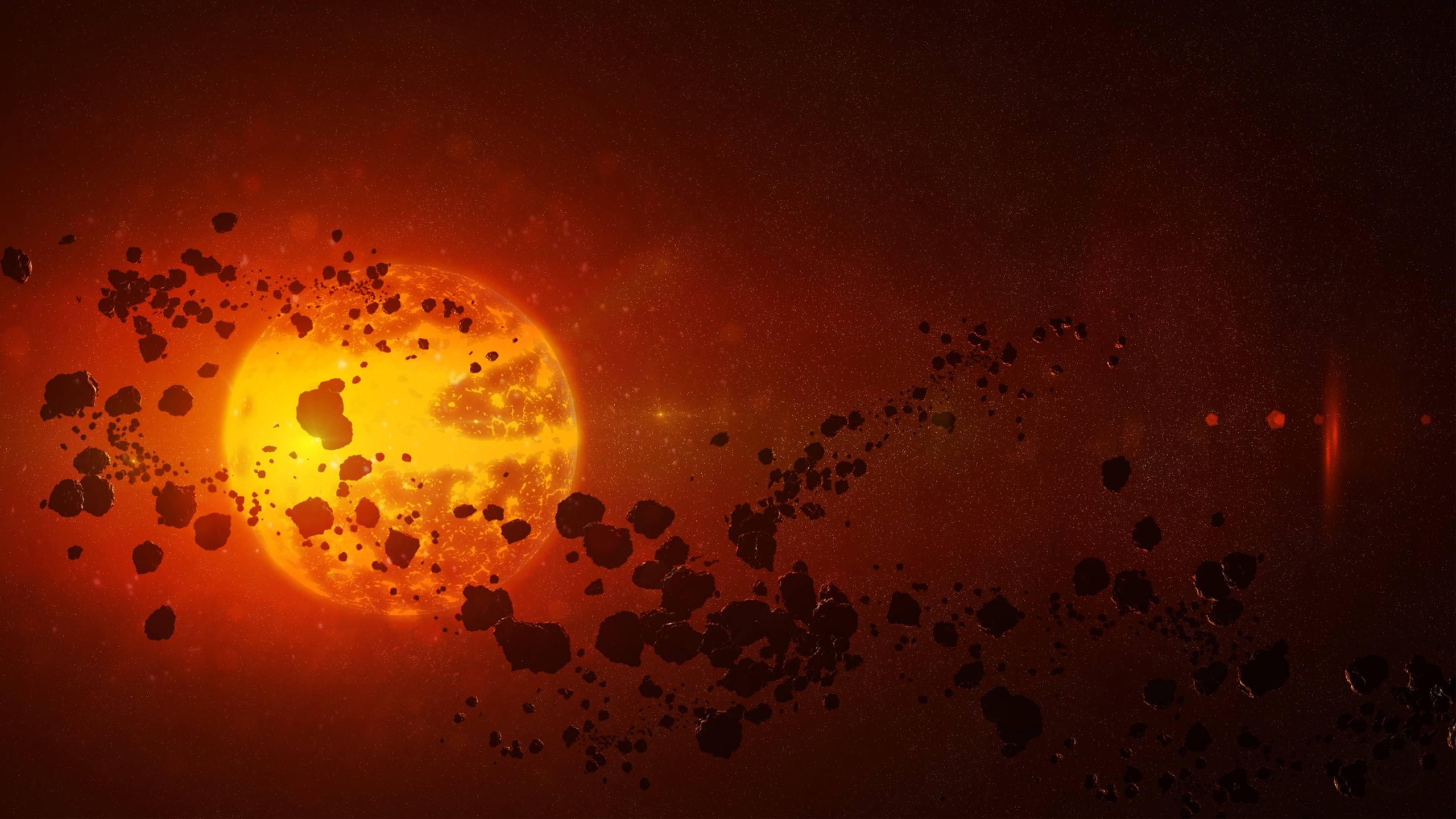 Sun, rocks, space, HD Wallpaper