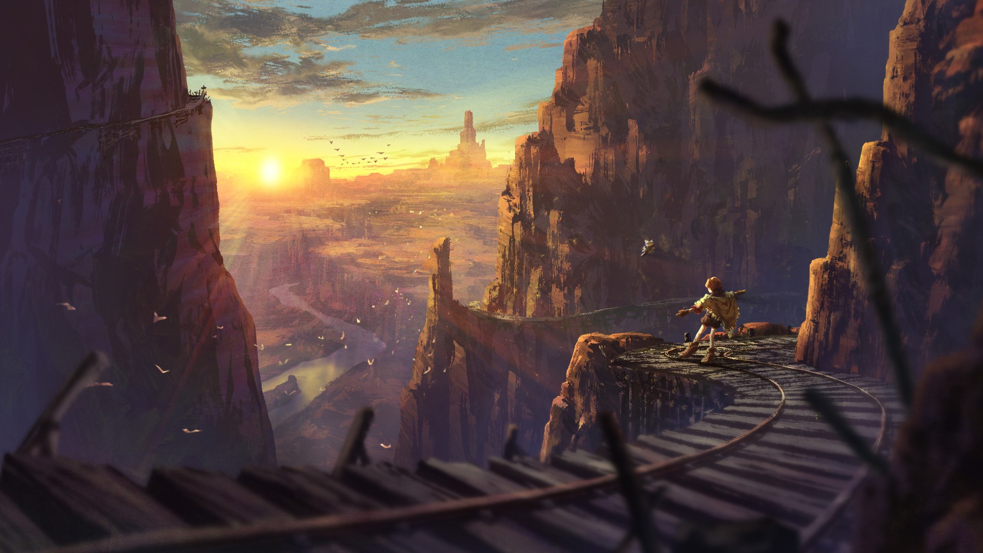 anime, 2D, artwork, digital art, landscape, HD Wallpaper