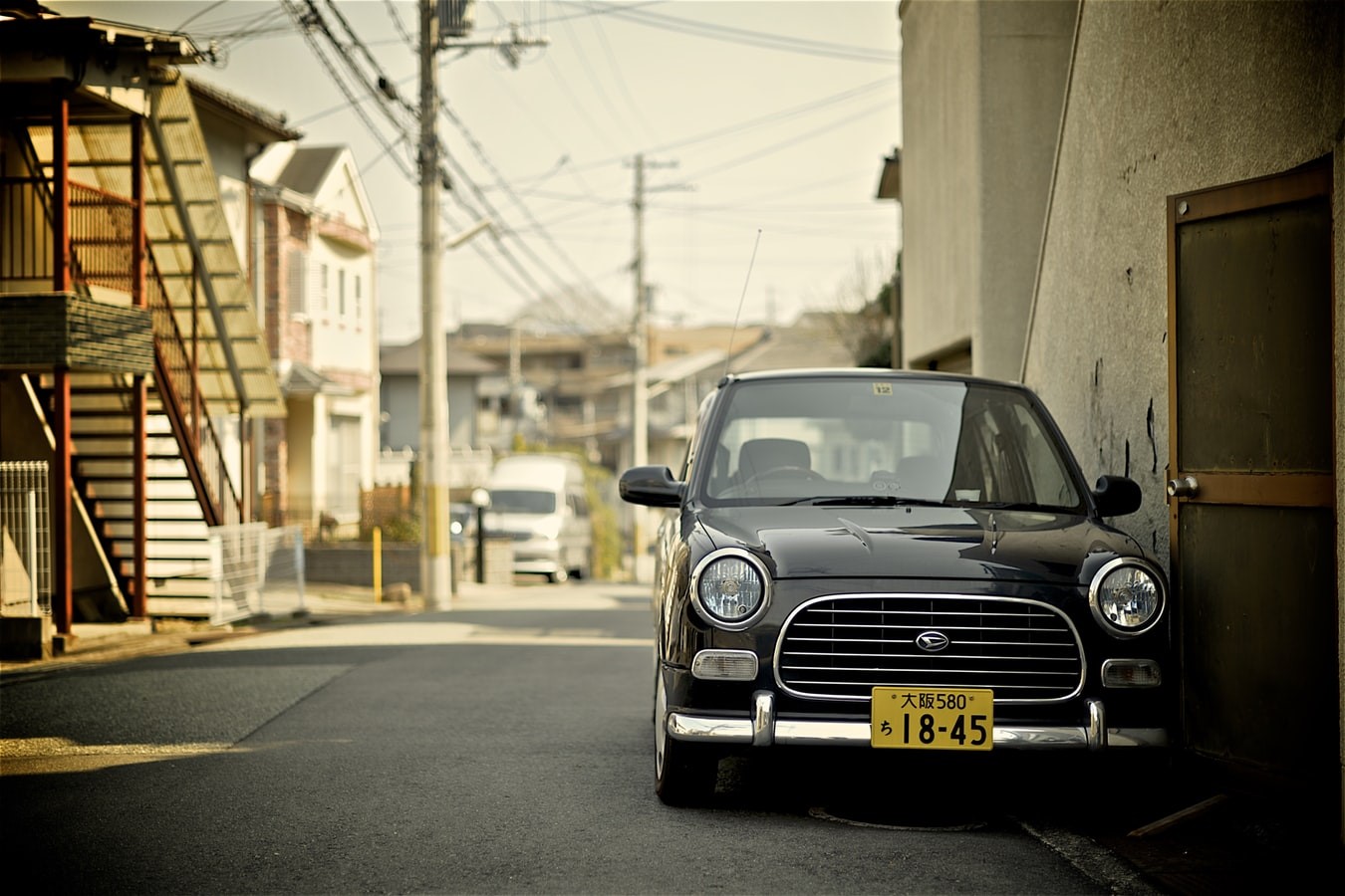 Osaka, old car, Japan, Daihatsu, Daihatsu Mira Gino, street, HD Wallpaper