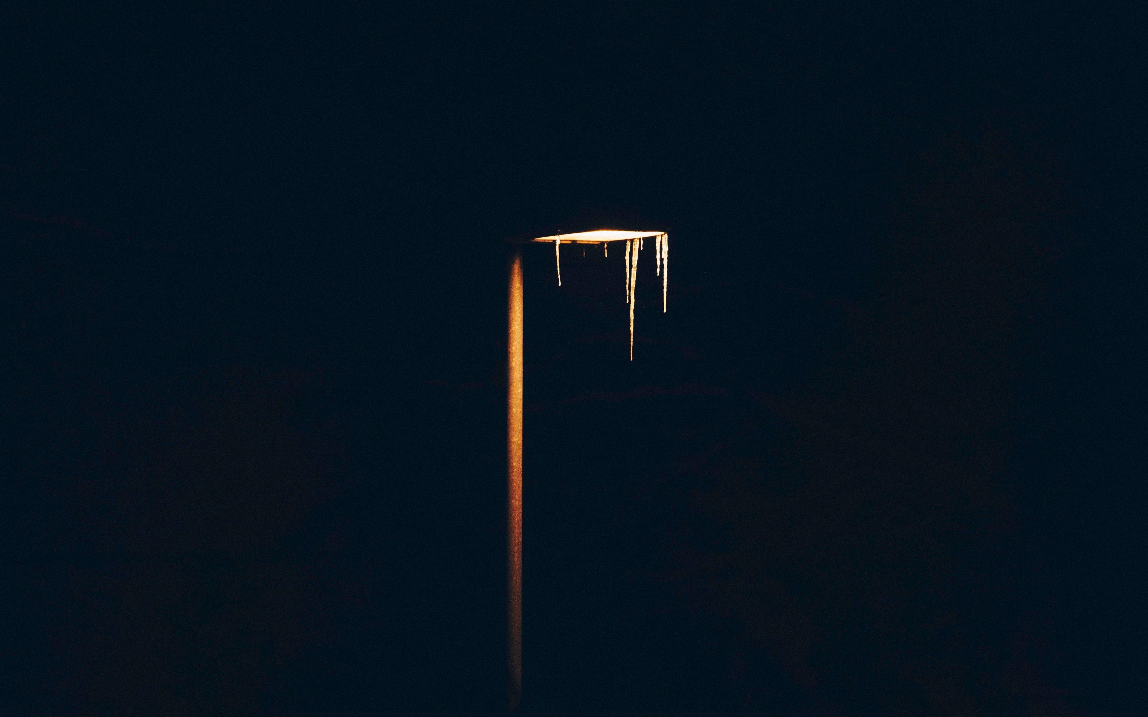 lantern, pillar, dark, minimalism, lights, icicle, HD Wallpaper