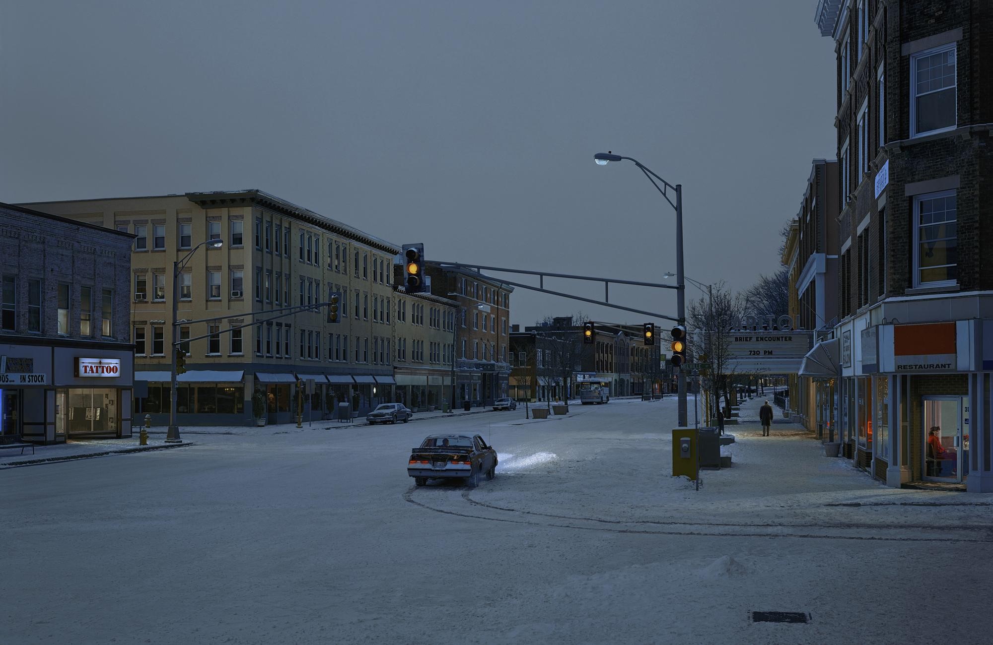 winter, city, traffic lights, evening, street, HD Wallpaper