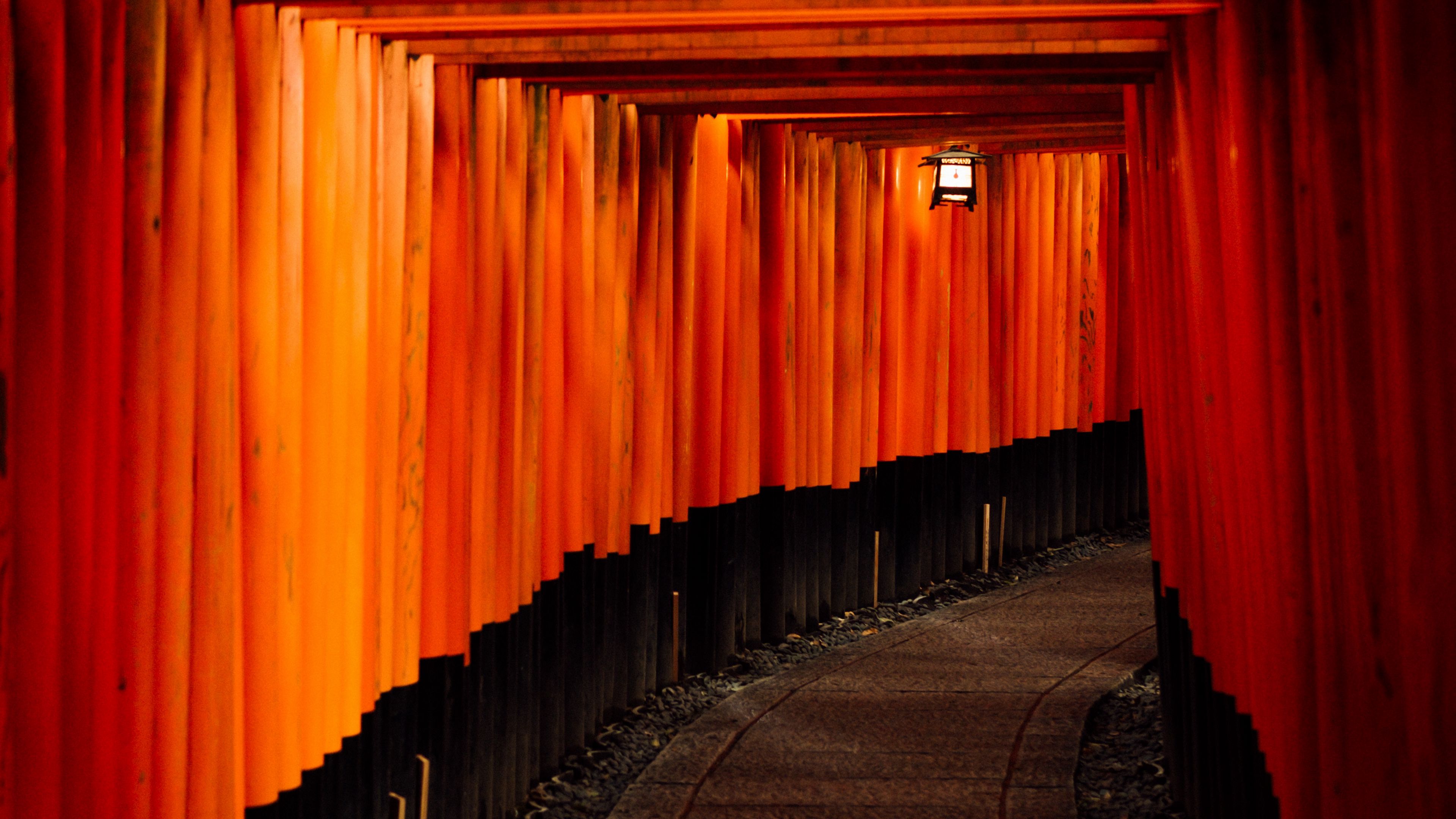 passage, corridor, turn, red, path, 4k, HD Wallpaper