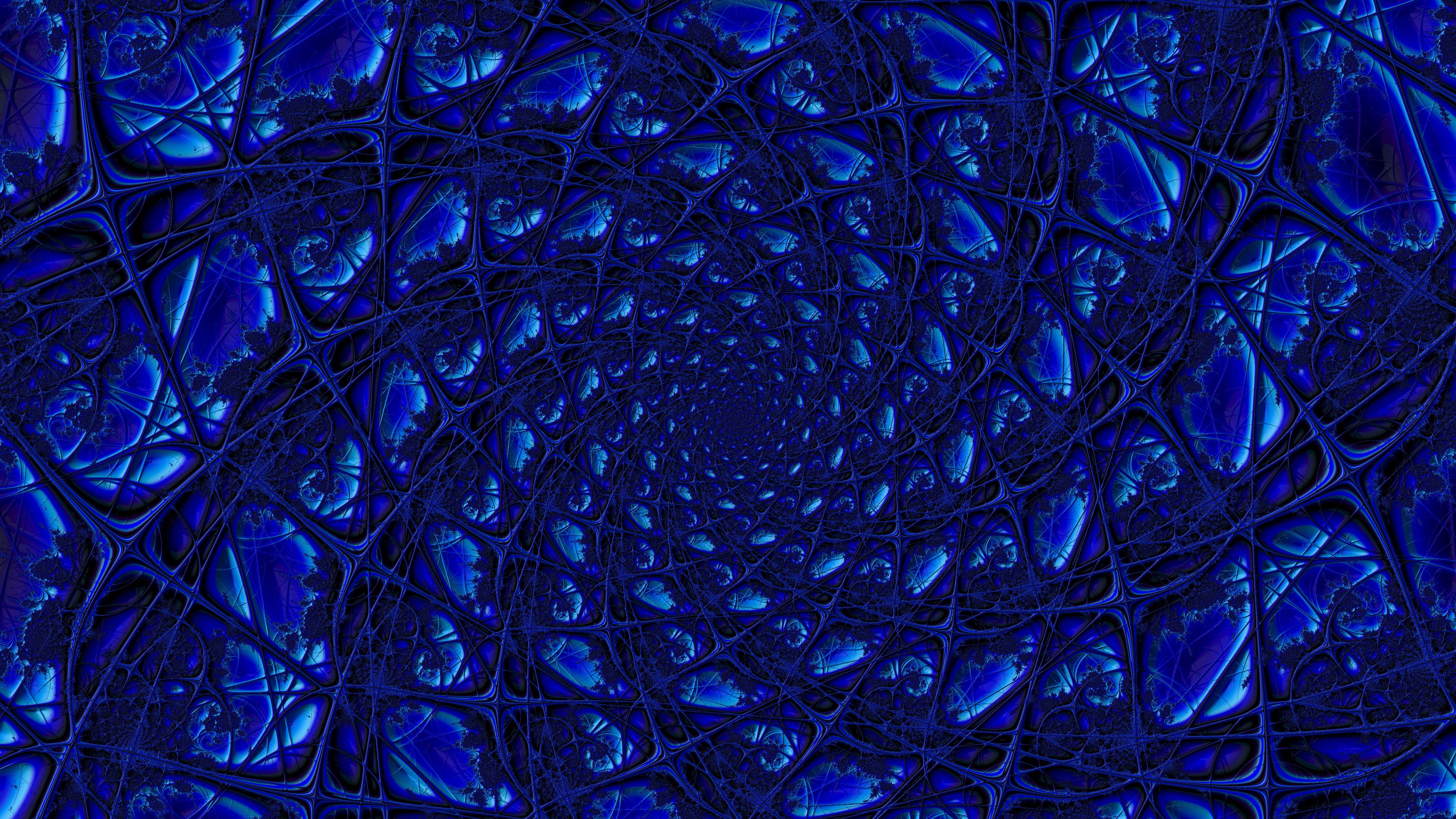 mesh, blue, rotation, fractal, shape, 4k, HD Wallpaper