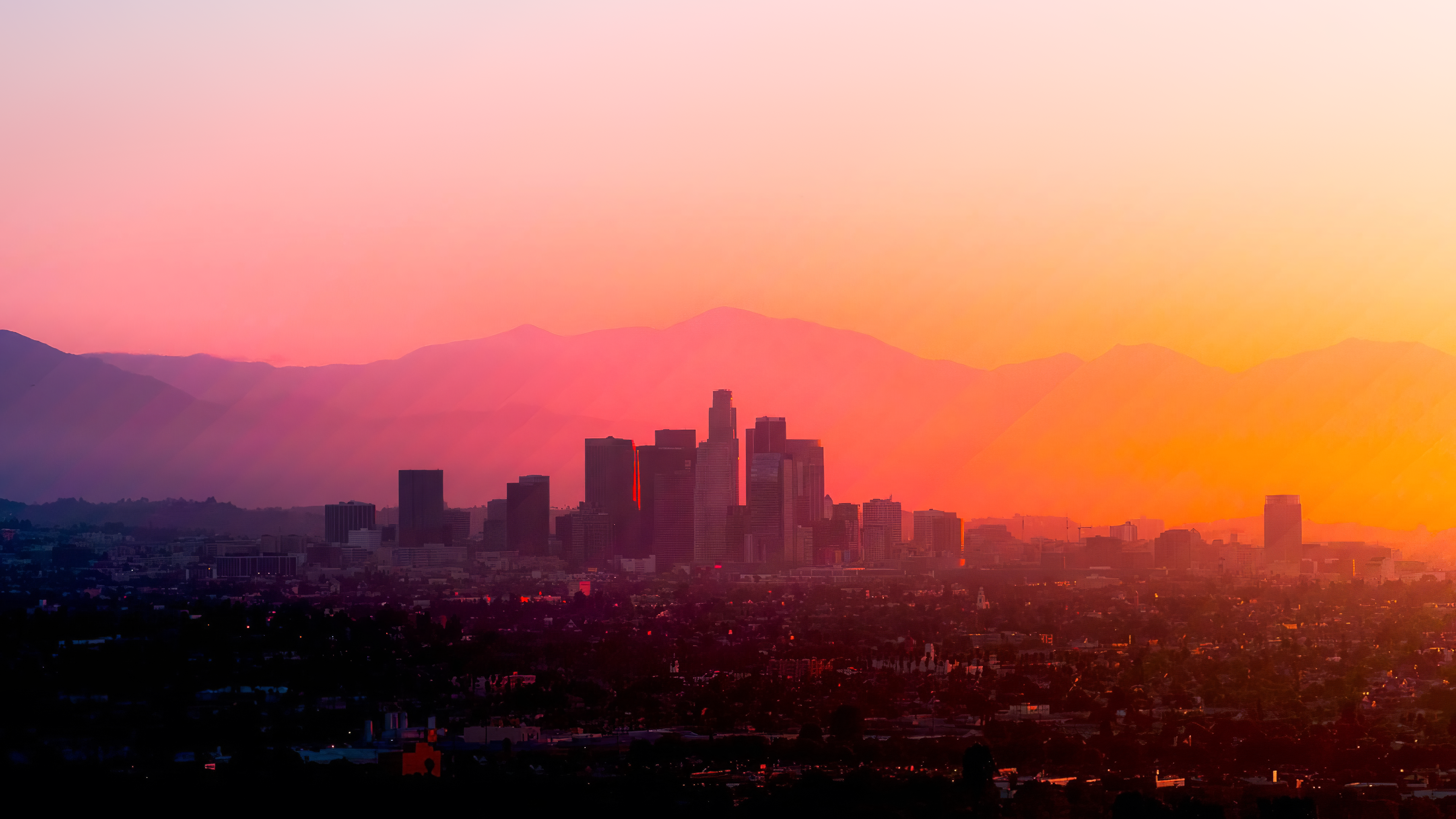 city, landscape, Los Angeles, USA, sky, sunlight, cityscape, Dan Marker-Moore, HD Wallpaper