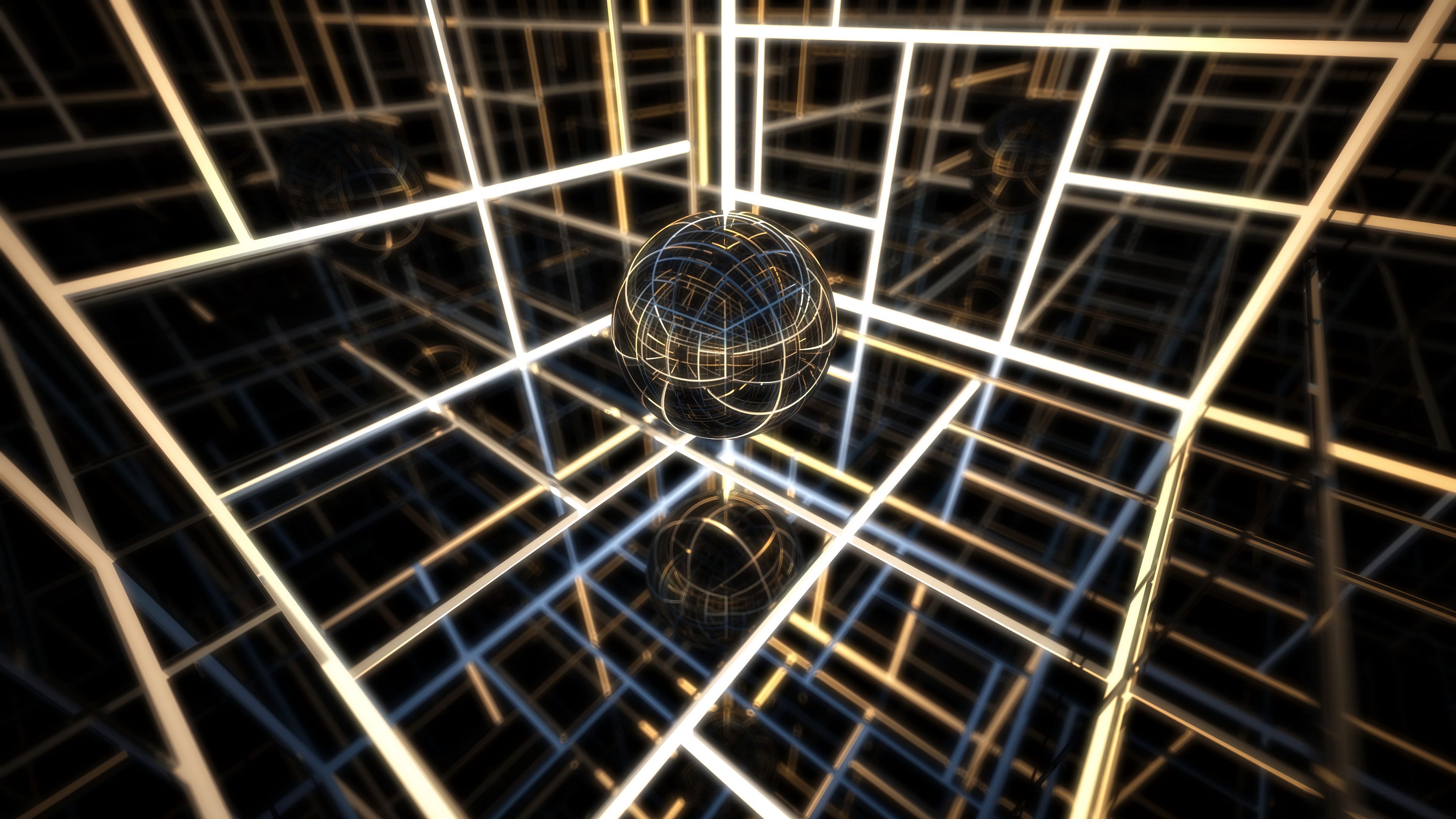 ball, glow, space, lines, 4k, HD Wallpaper