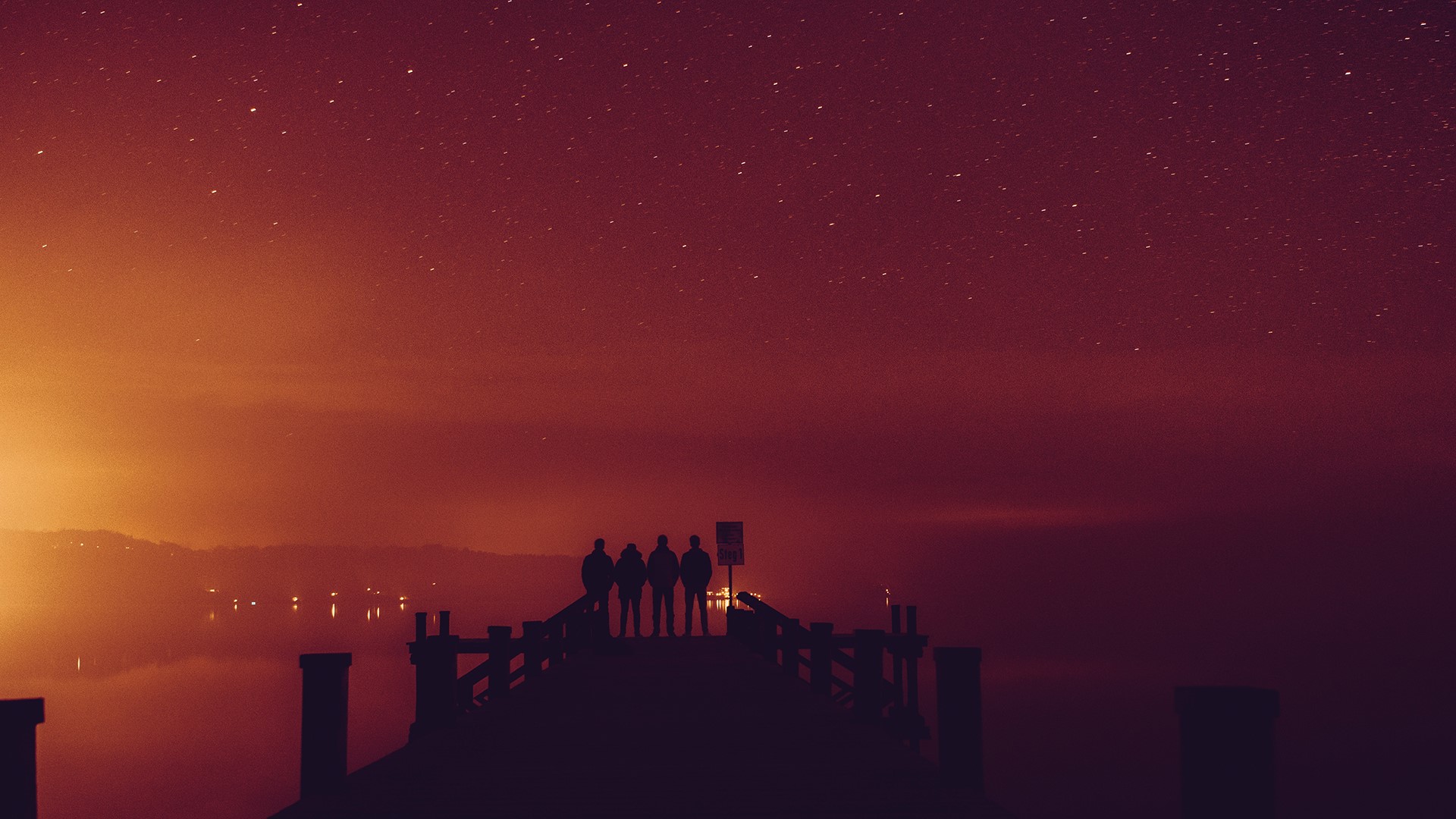 photography, mist, stars, lights, HD Wallpaper