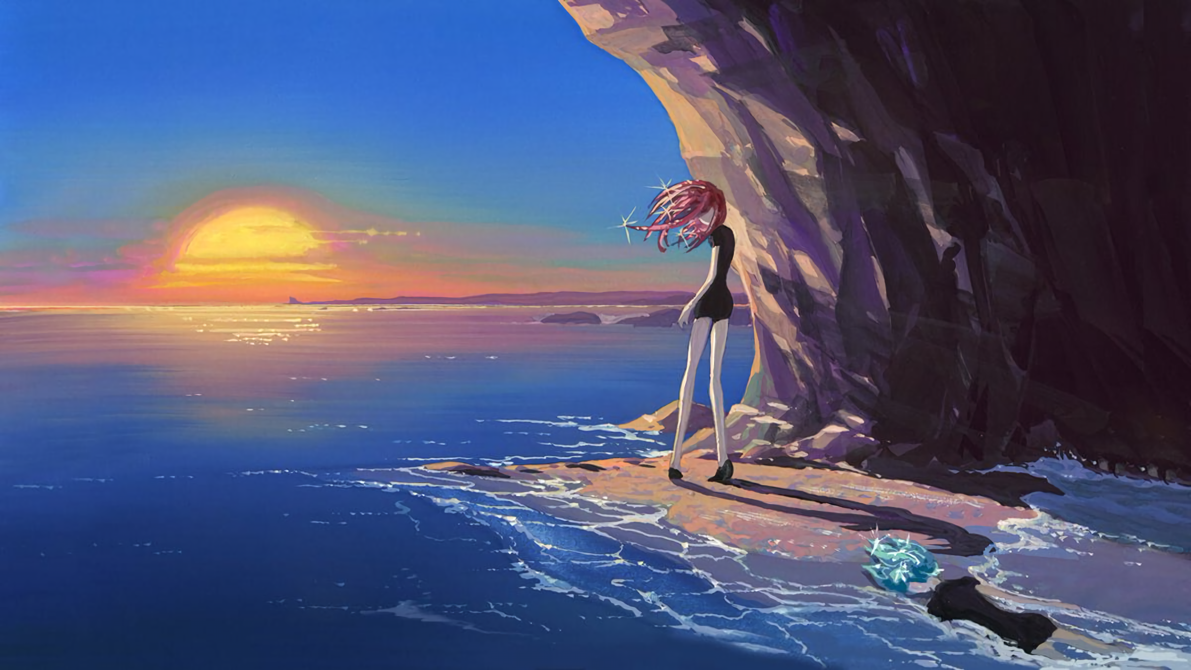 Houseki no Kuni, Phos (Houseki no Kuni), sunset, Cinnabar (Houseki no Kuni), HD Wallpaper