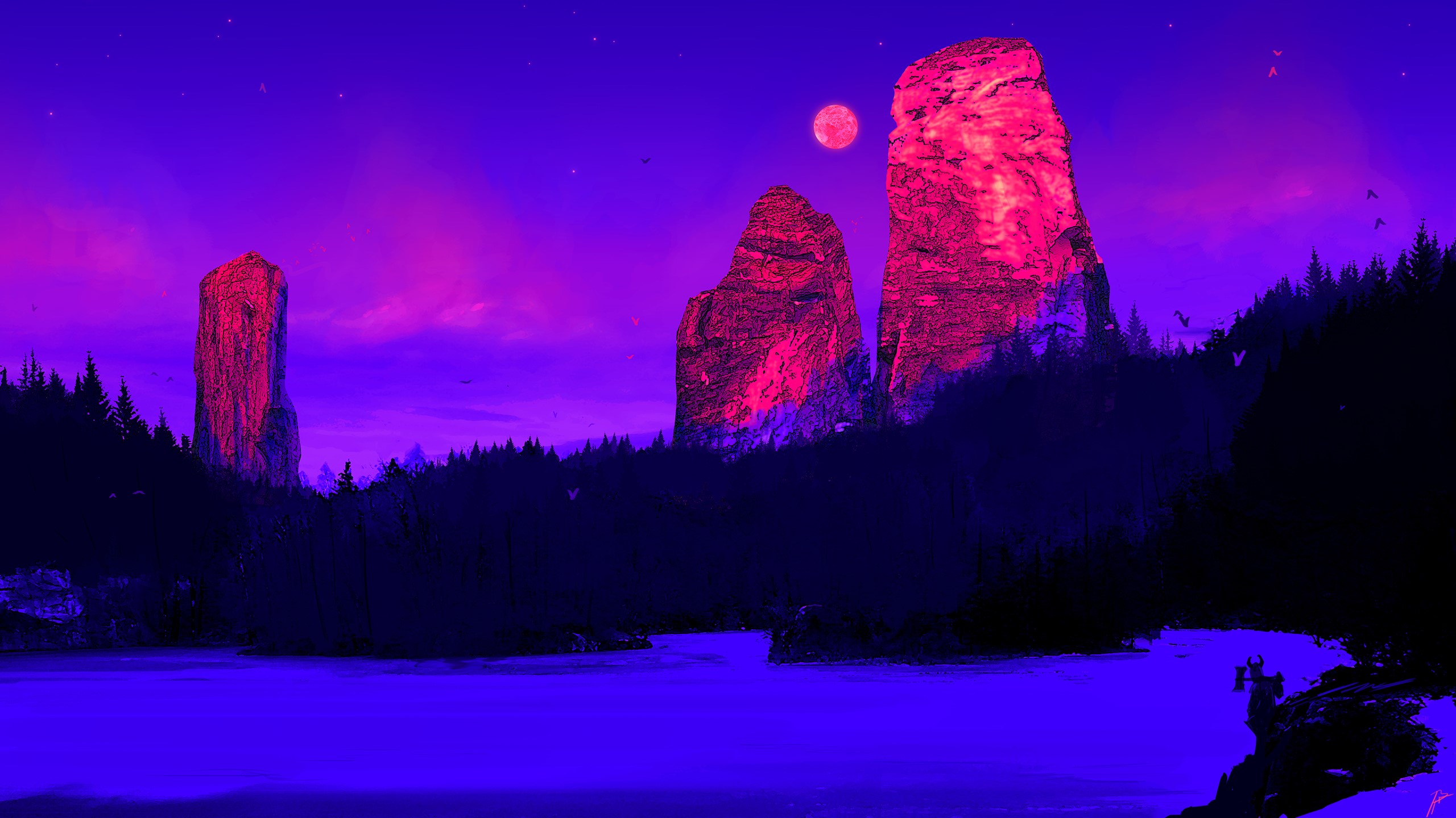 JoeyJazz, landscape, winter, fantasy art, HD Wallpaper
