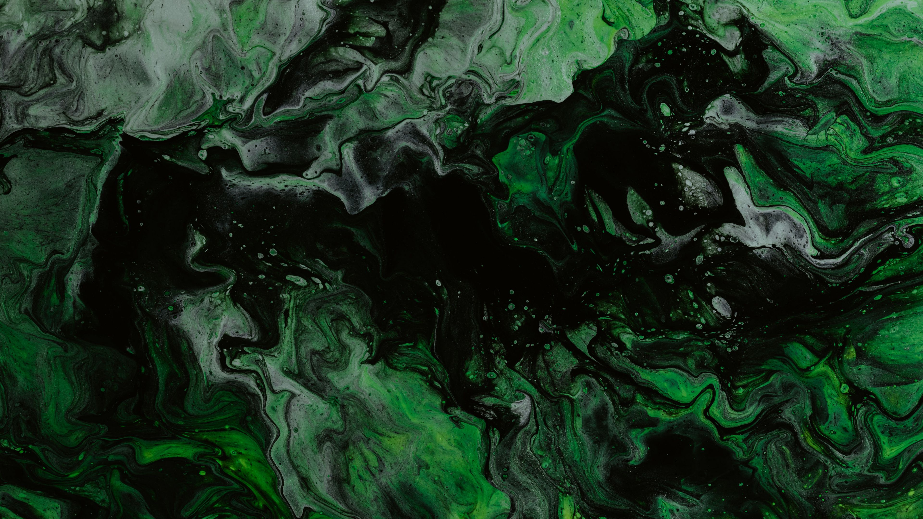 paint, liquid, stains, green, 4k, HD Wallpaper