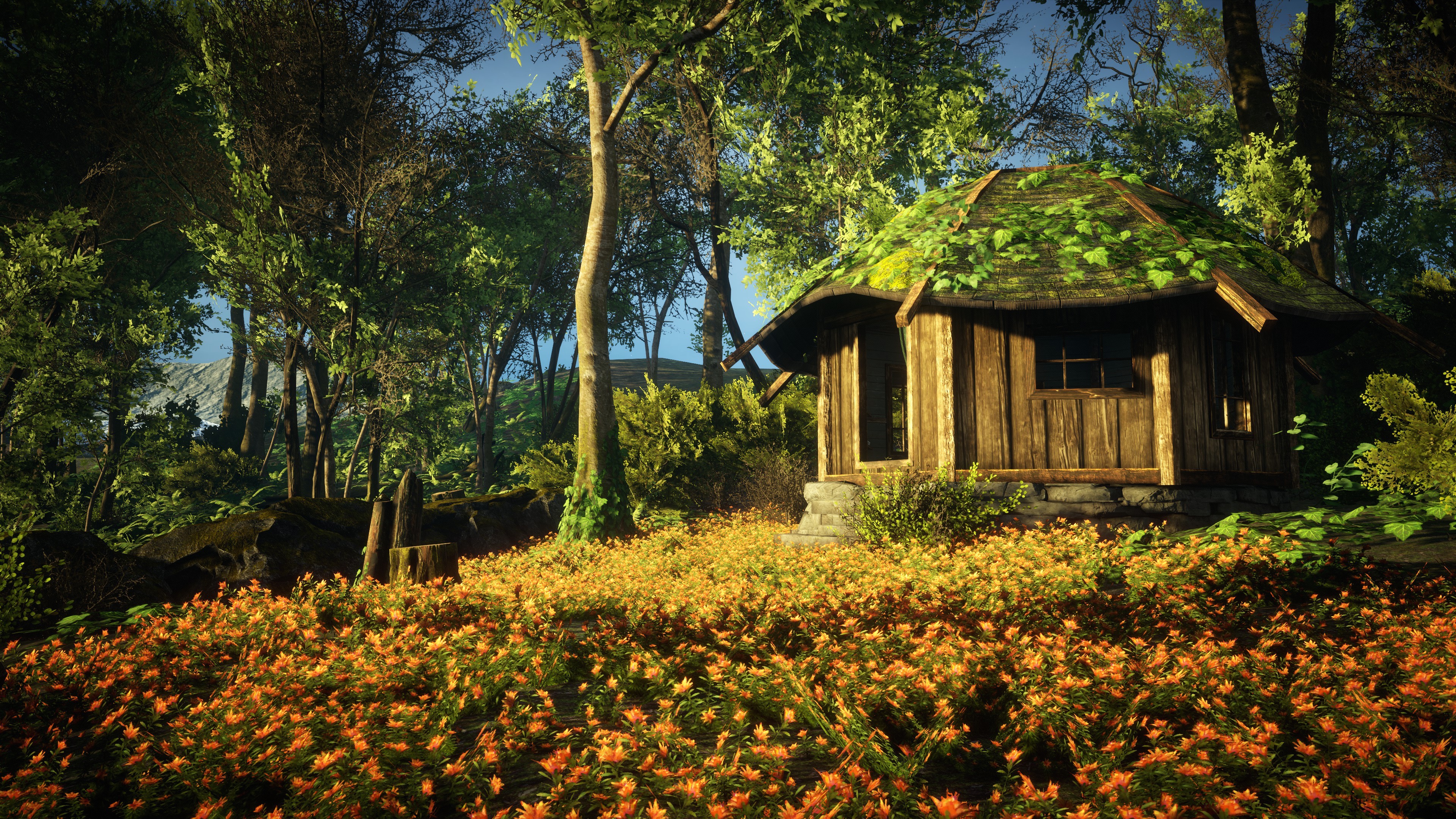 nature, flowers, shrubs, trees, eastshade, HD Wallpaper
