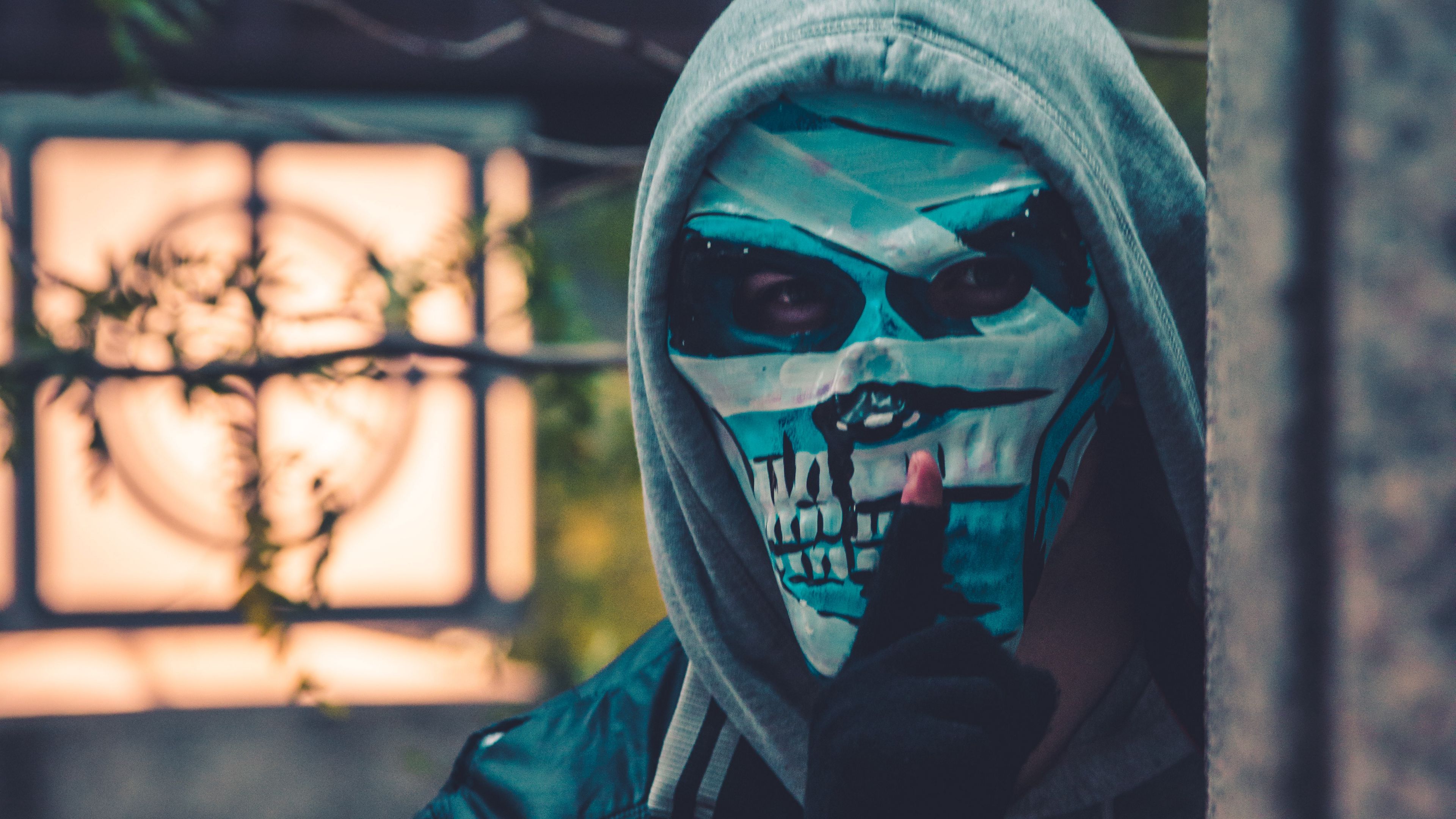 mask, man, gesture, silence, hand, 4k, HD Wallpaper