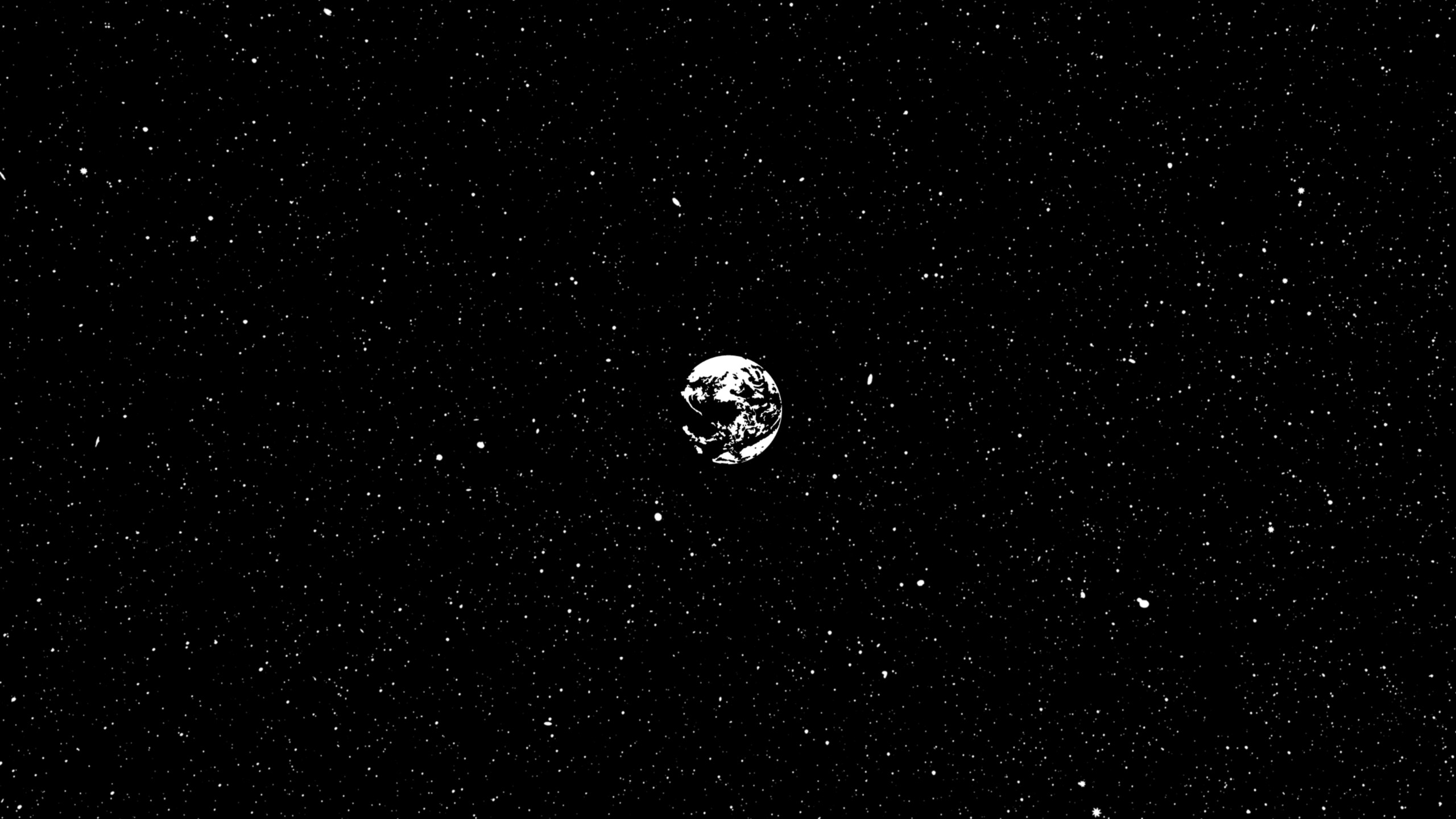 black, space, Earth, stars, monochrome, HD Wallpaper