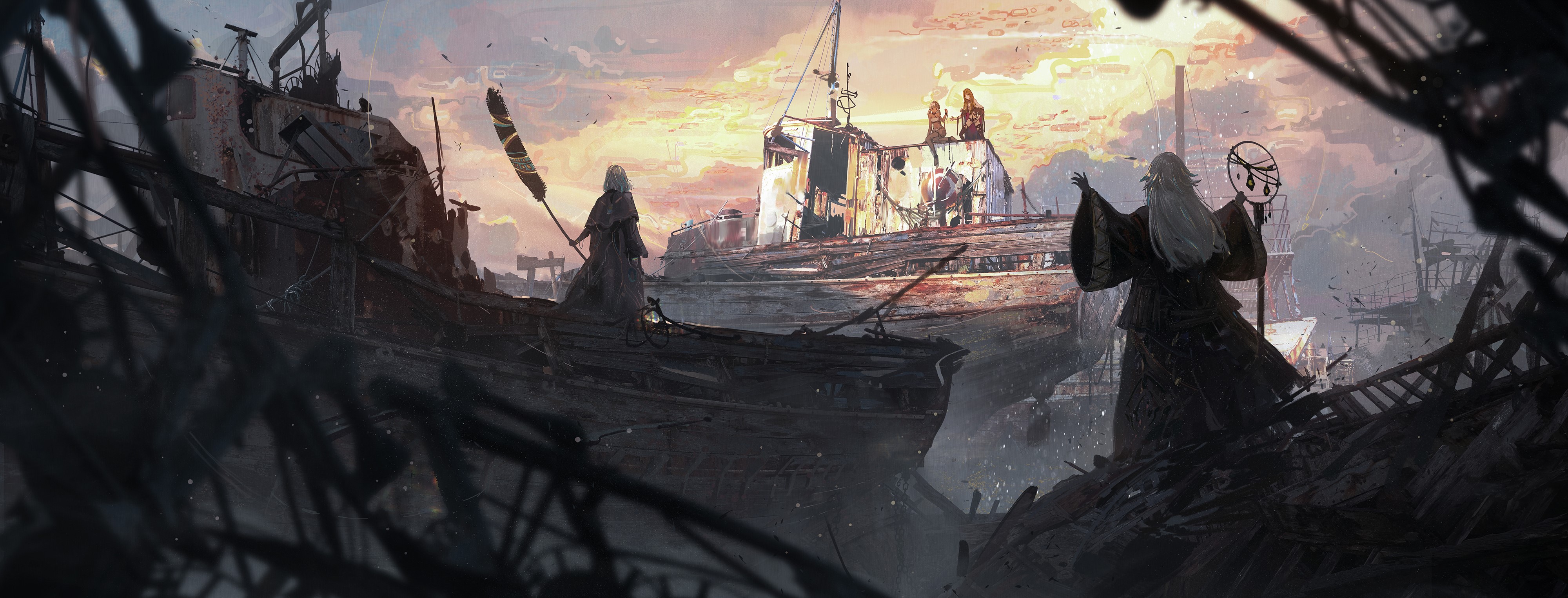 machine, anime, ruins, HD Wallpaper