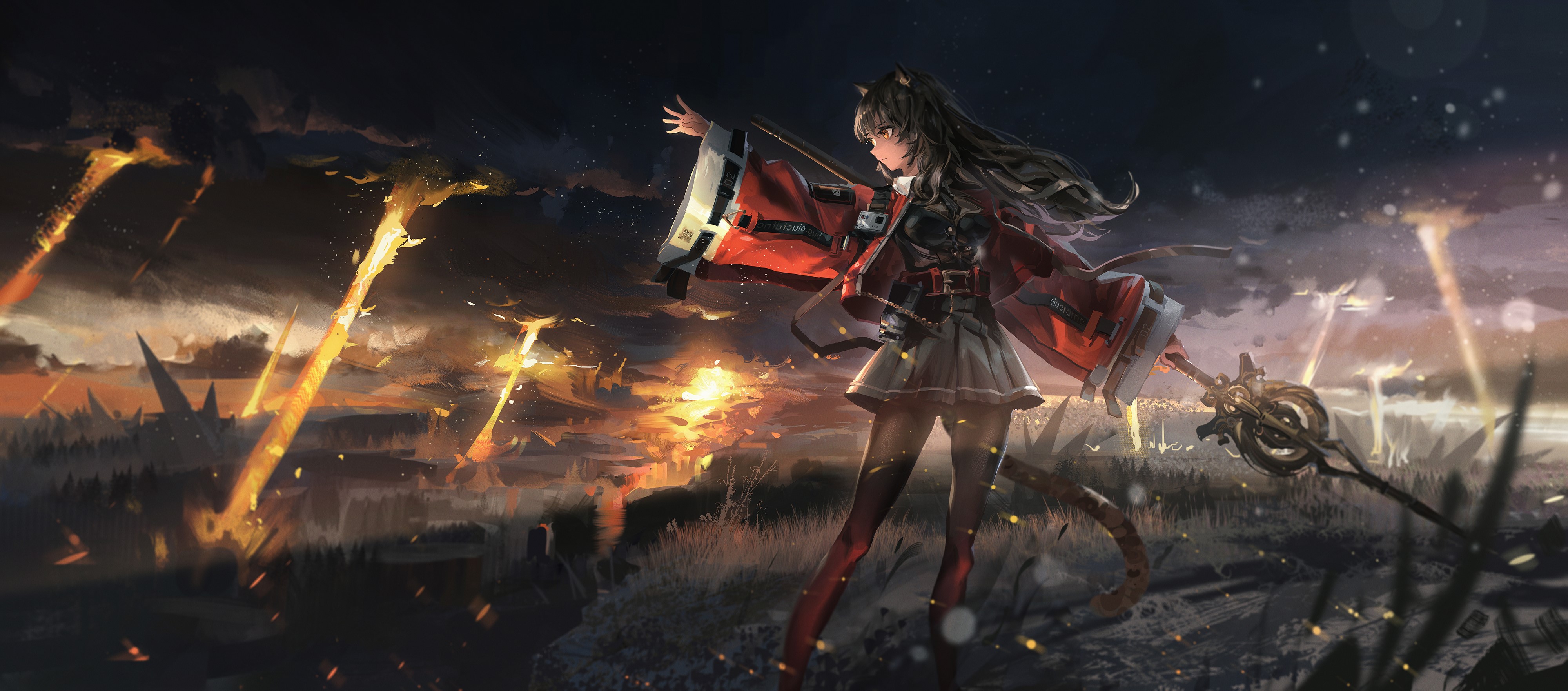 science fiction, machine, Arknights, animal ears, Skyfire(Arknights), HD Wallpaper