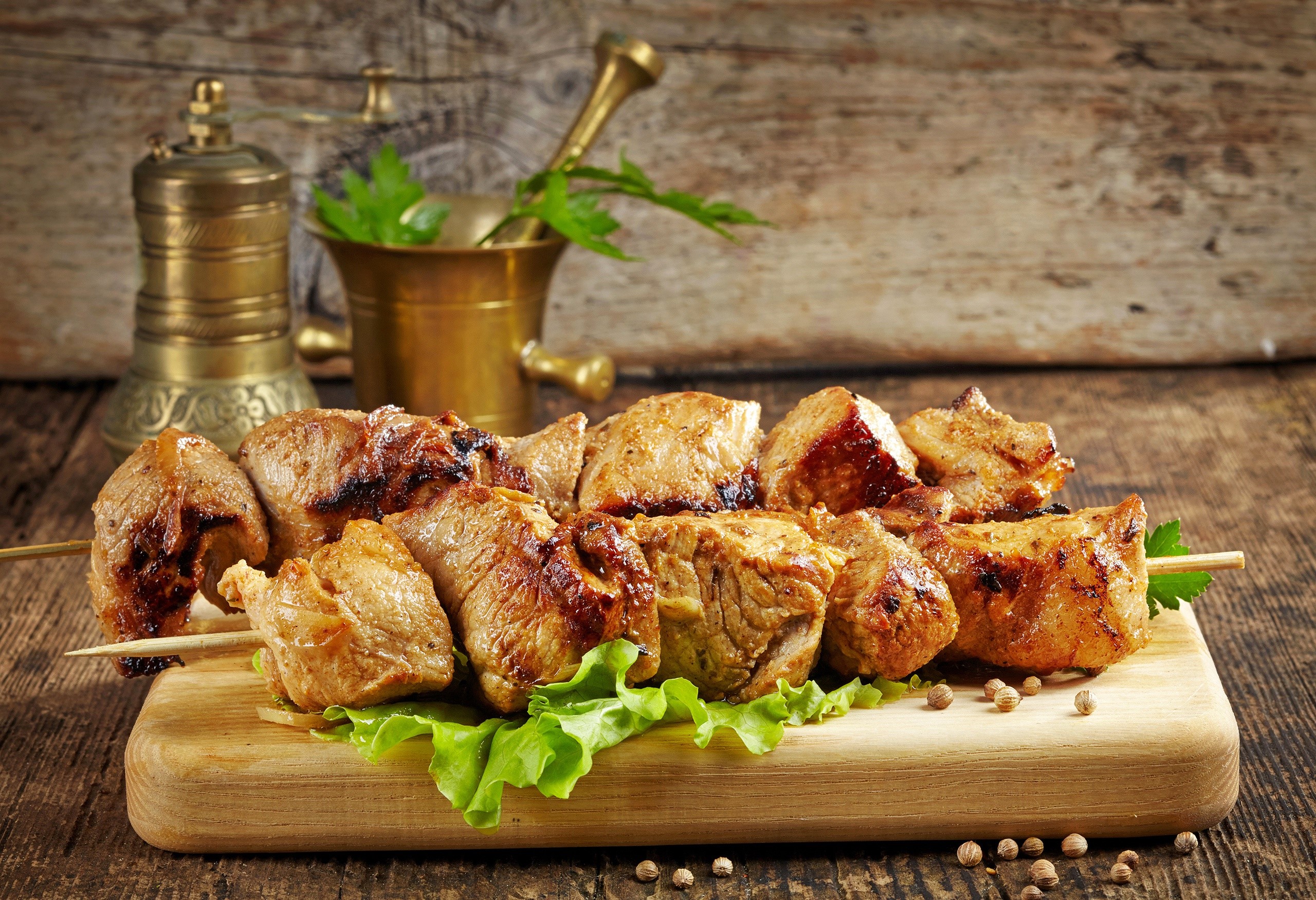 food, meat, salad, spices, HD Wallpaper