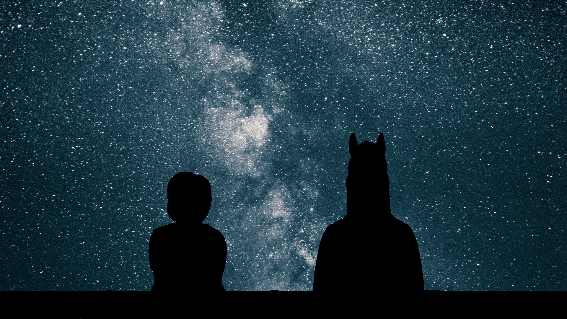 Bojack Horseman, cartoon, stars, sky, dark, silhouette, Milky Way, HD Wallpaper