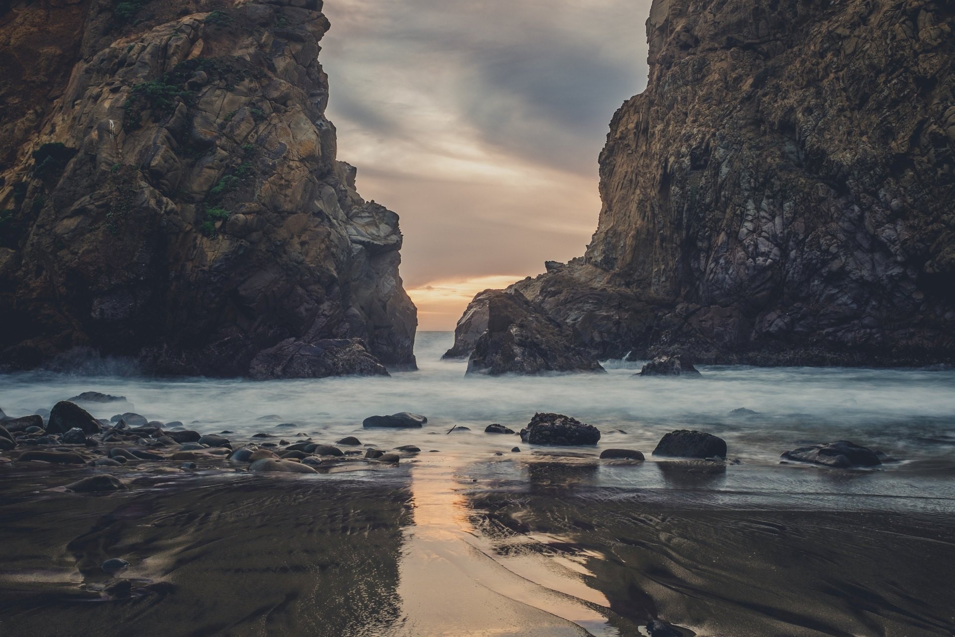 Pfeiffer Beach, landscape, rocks, USA, beach, nature, sky, water, shore, HD Wallpaper