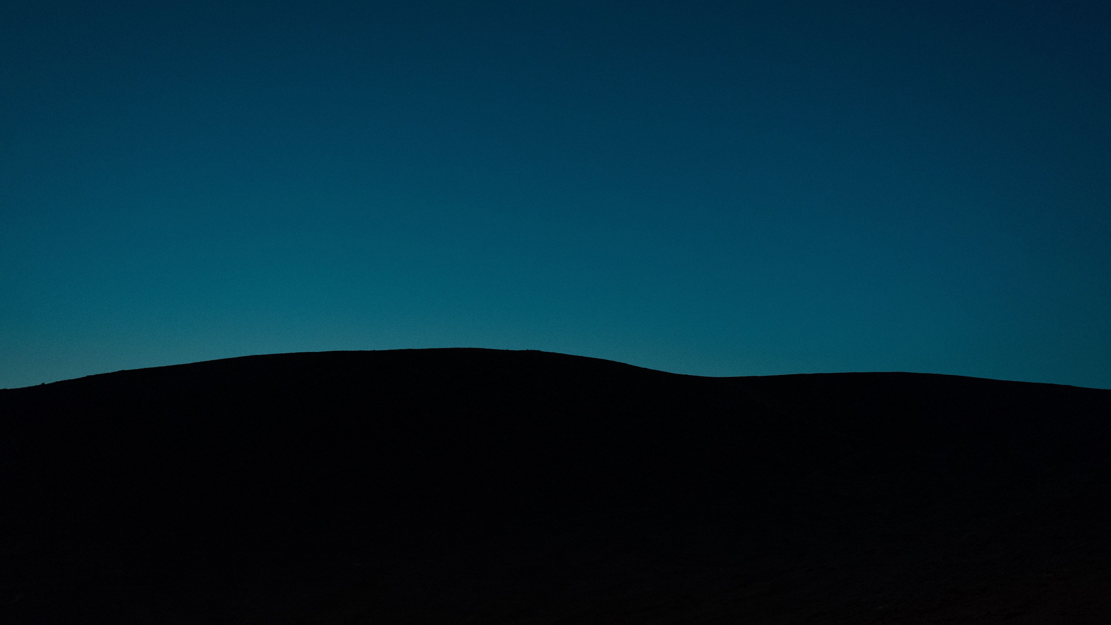 hill, night, horizon, dark, minimalism, 4k, HD Wallpaper