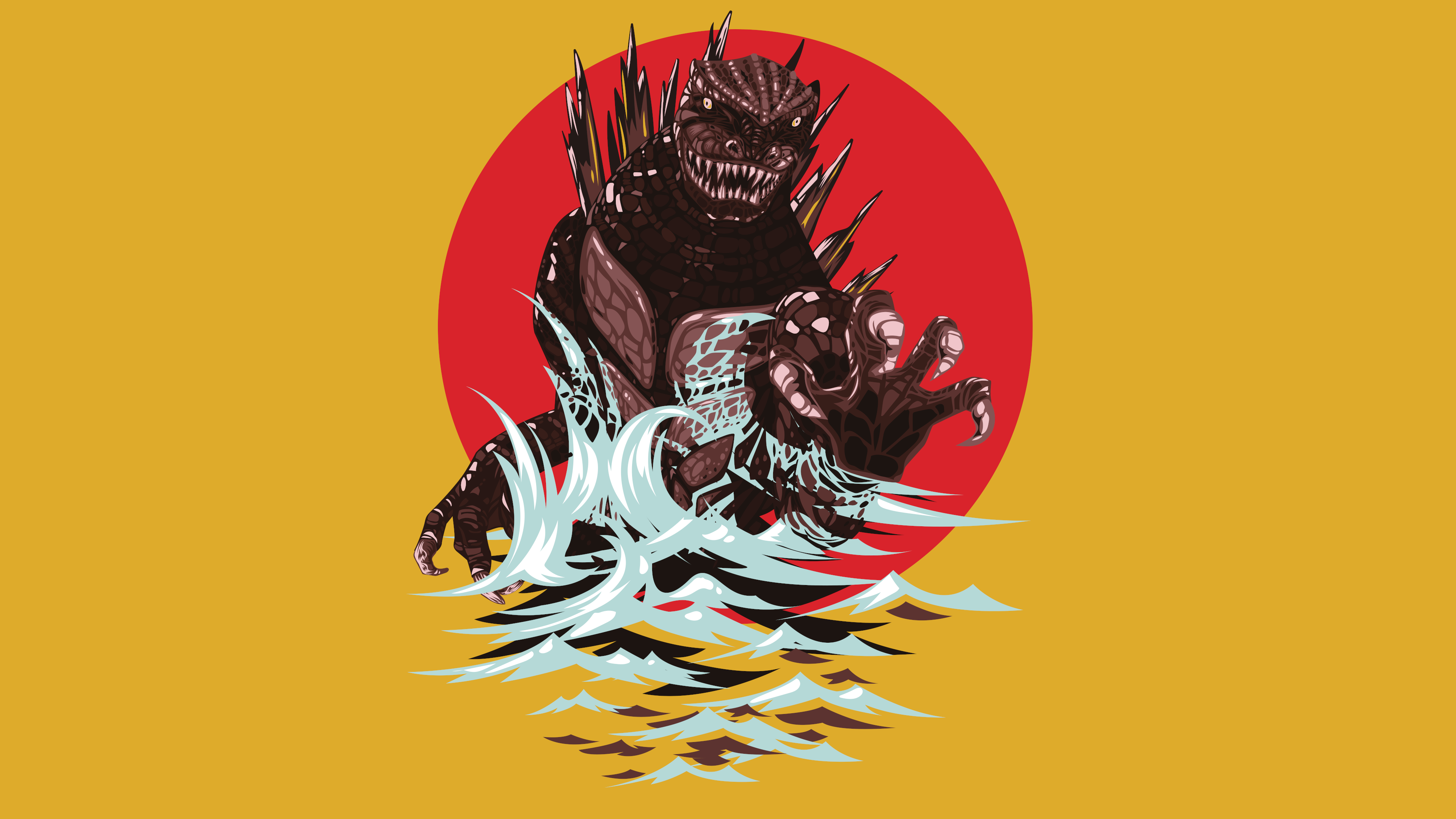 Godzilla, vector, simple background, HD Wallpaper