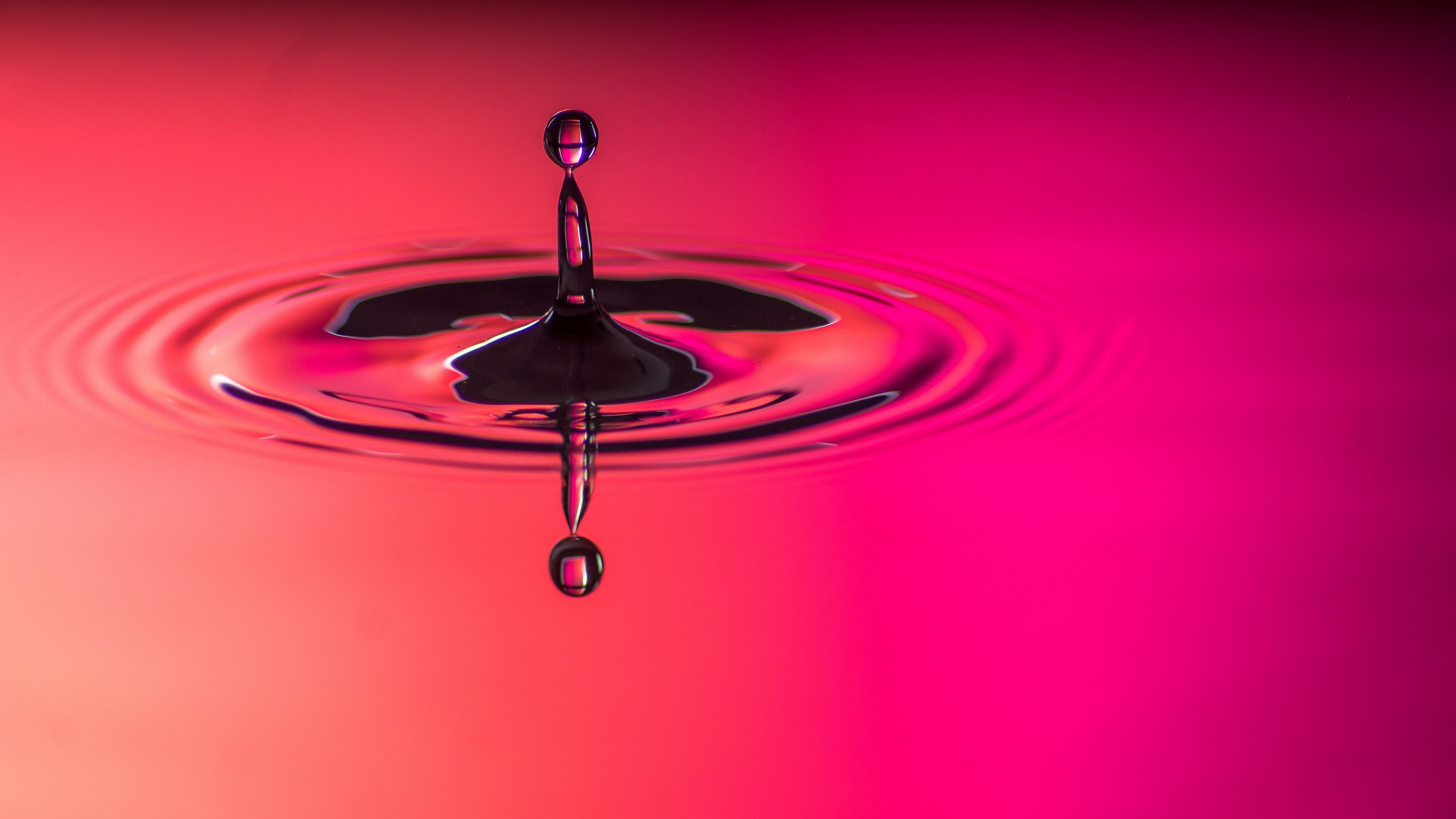 drop, spray, macro, pink, circles, 4k, HD Wallpaper