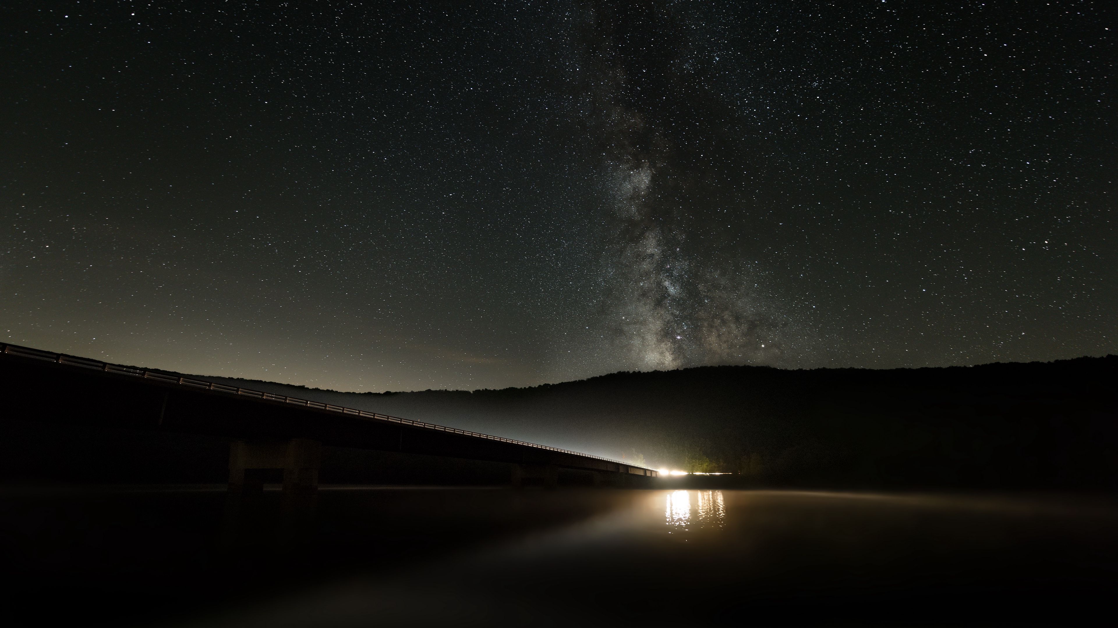 milky way, fog, starry sky, stars, night, 4k, HD Wallpaper