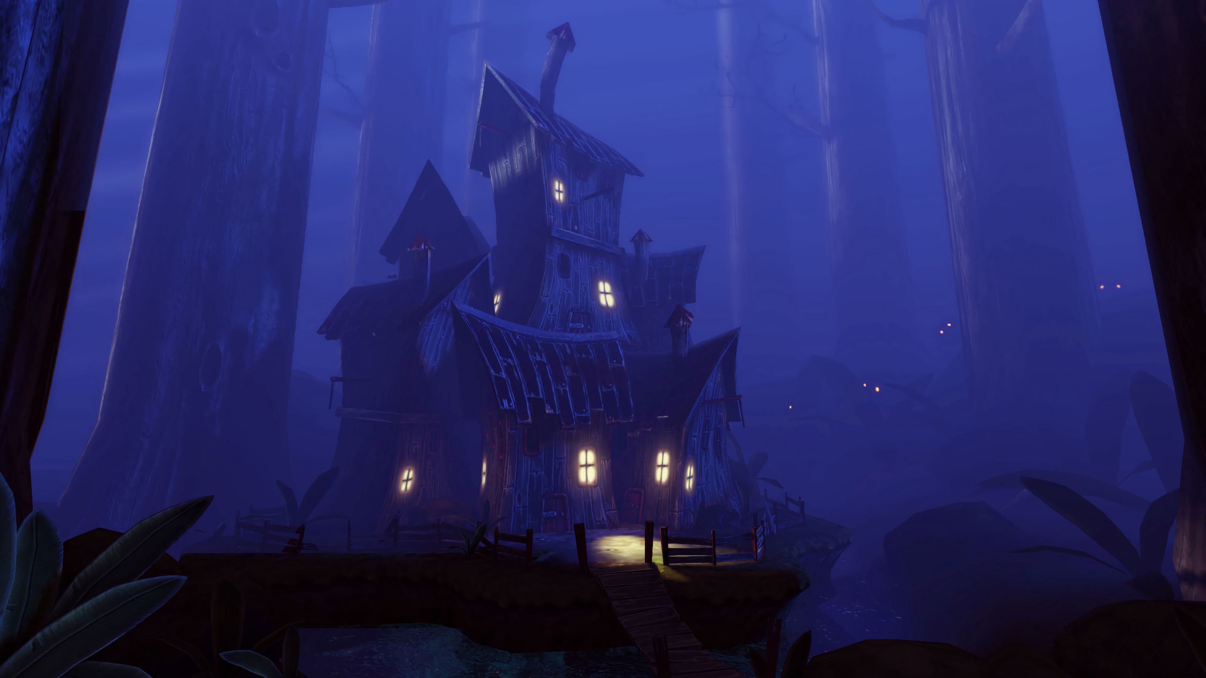 house, art, dark, forest, fabulous, 4k, HD Wallpaper