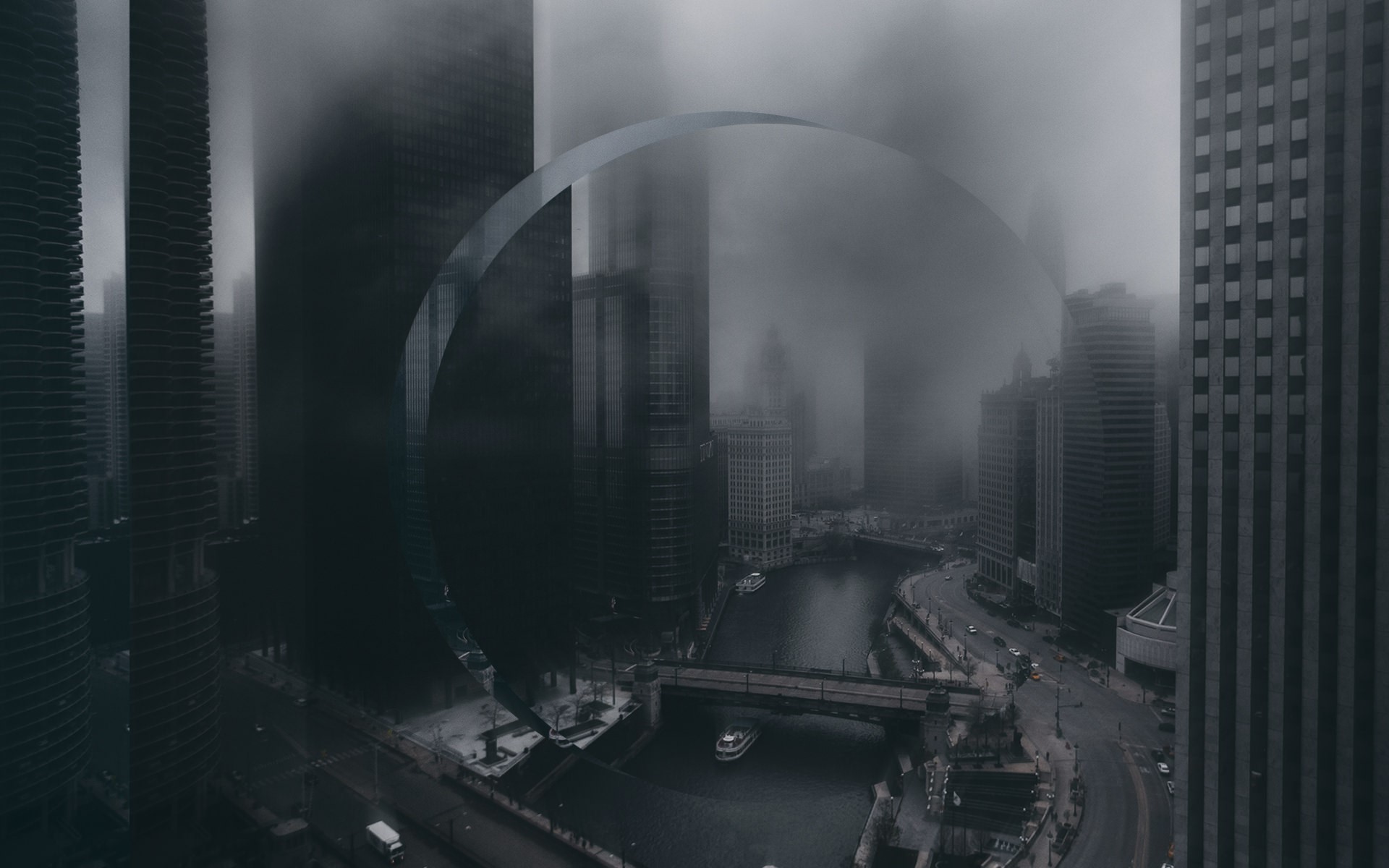 city, downtown, dark, building, digital, HD Wallpaper
