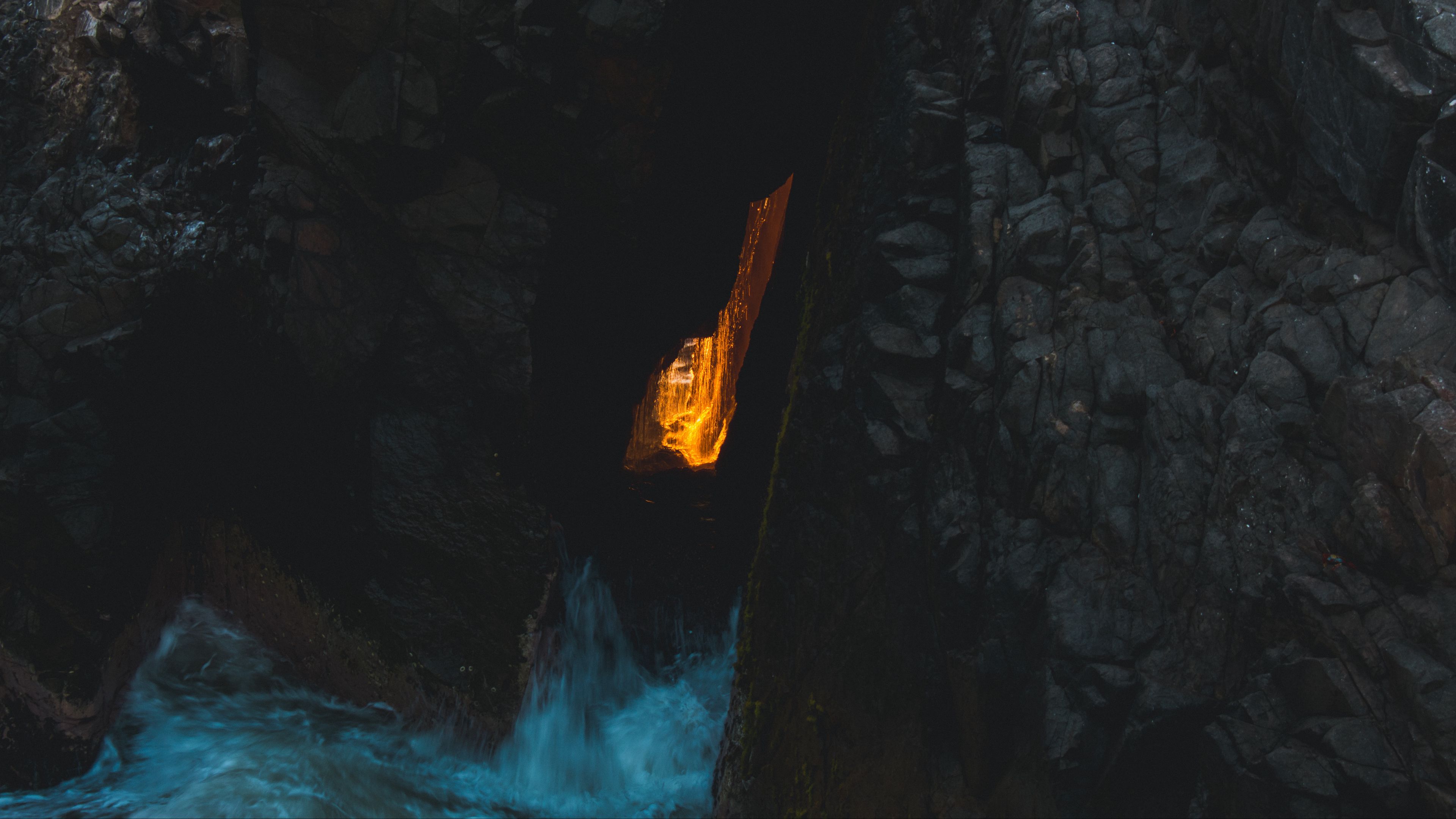 cave, light, water, cranny, 4k, HD Wallpaper