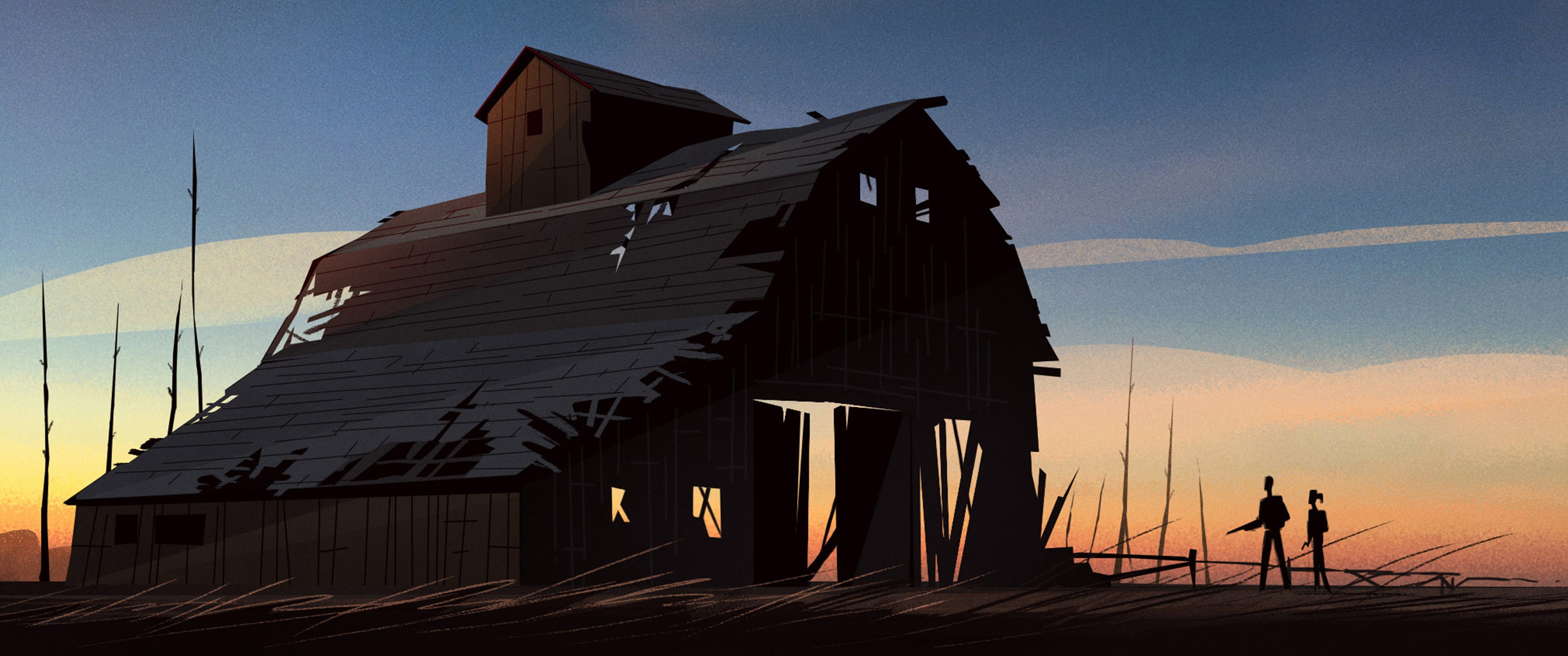 The Last of Us, video game art, Video Game Horror, artwork, video games, Joel, Ellie, barn, HD Wallpaper