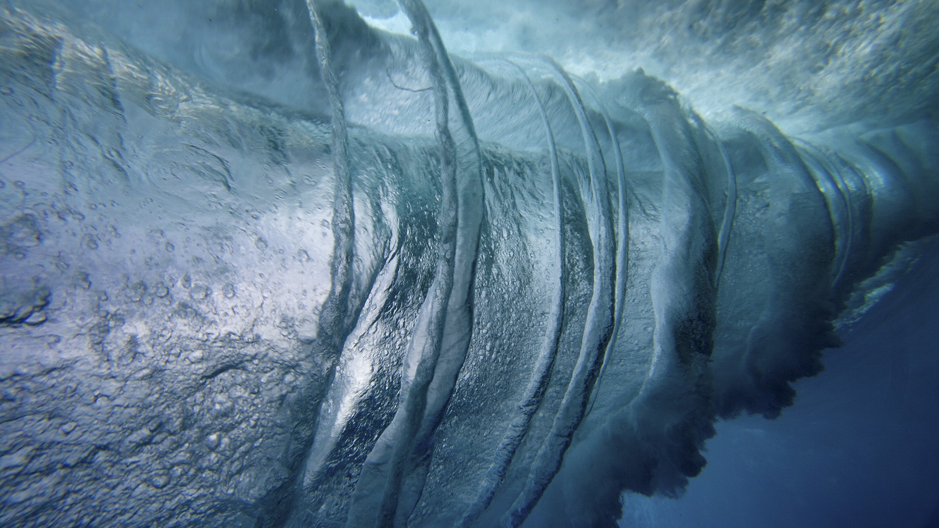 nature, waves, underwater, bubbles, water, Tahiti, French Polynesia, HD Wallpaper