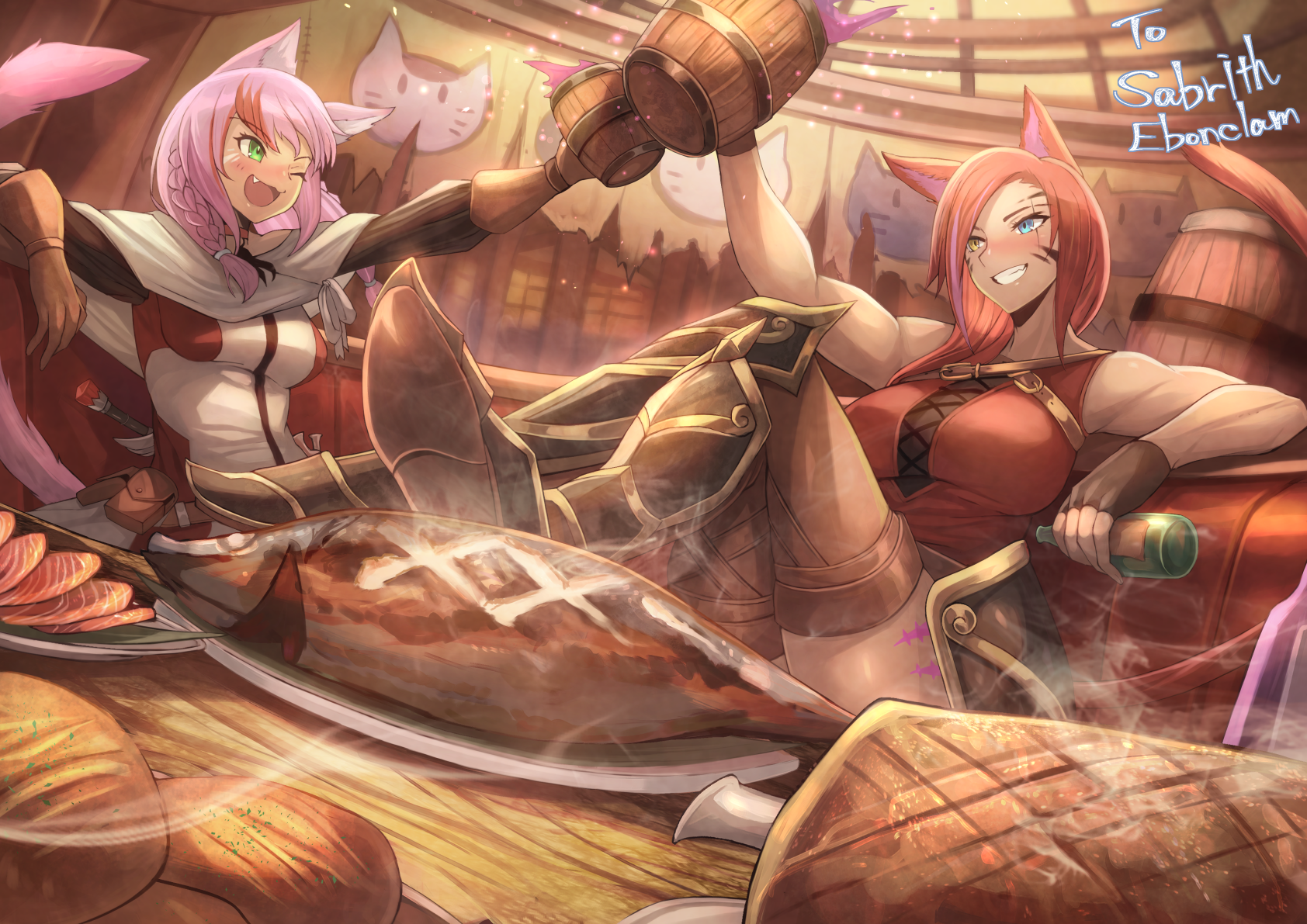 anime, anime girls, digital art, artwork, 2D, portrait, pink hair, fantasy girl, open mouth, HD Wallpaper