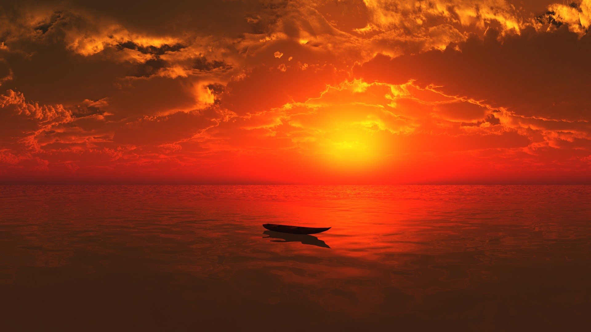 water, nature, sky, clouds, landscape, evening, boat, sea, Sun, HD Wallpaper