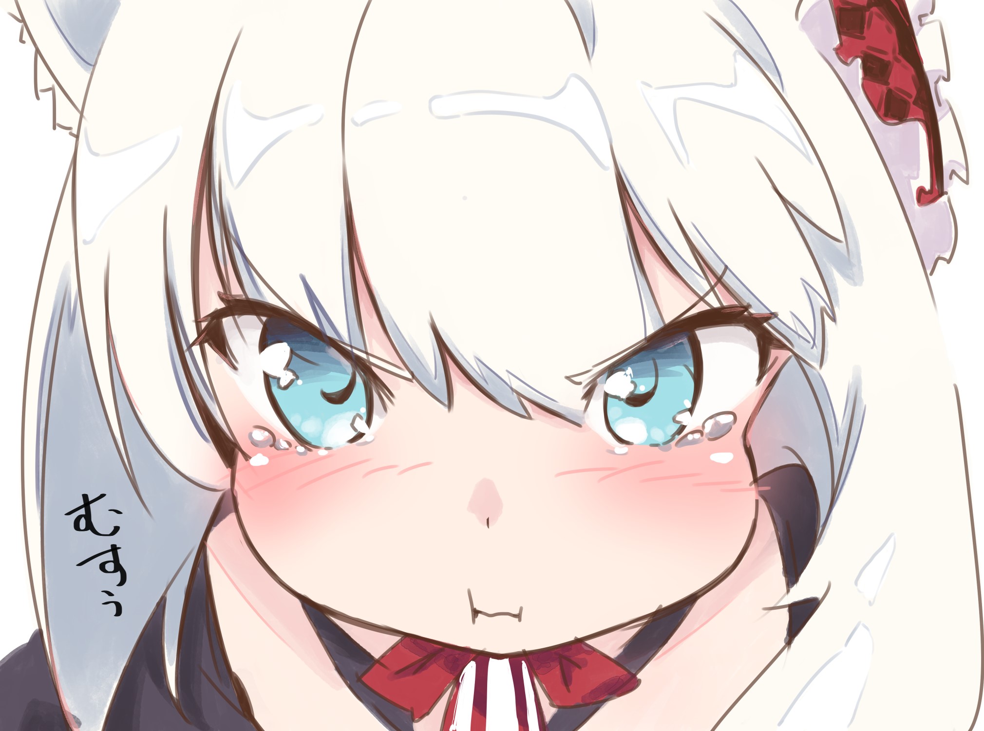 Hammann (Azur Lane), aqua eyes, blush, tears, white hair, Azur Lane, HD Wallpaper