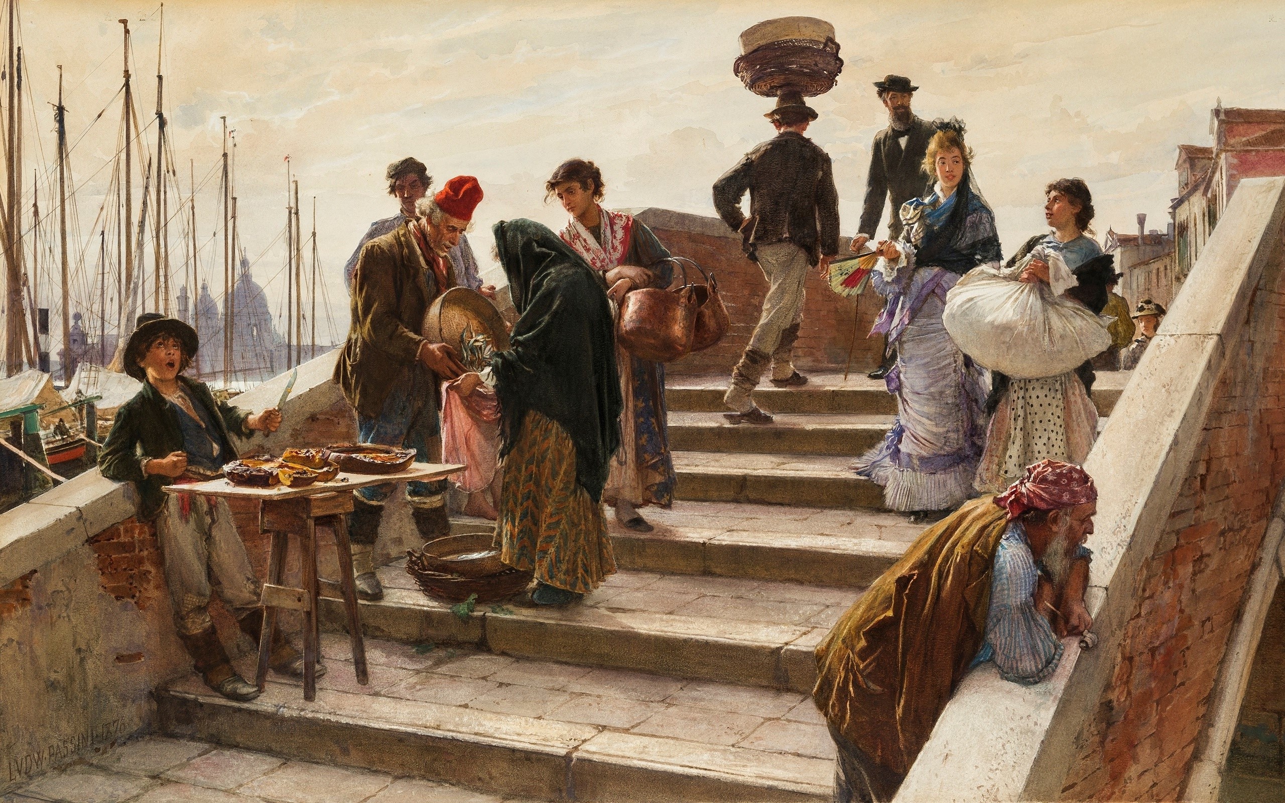 Venice, artwork, people, classic art, classical art, 1876 (Year), Ludwig Passini, HD Wallpaper