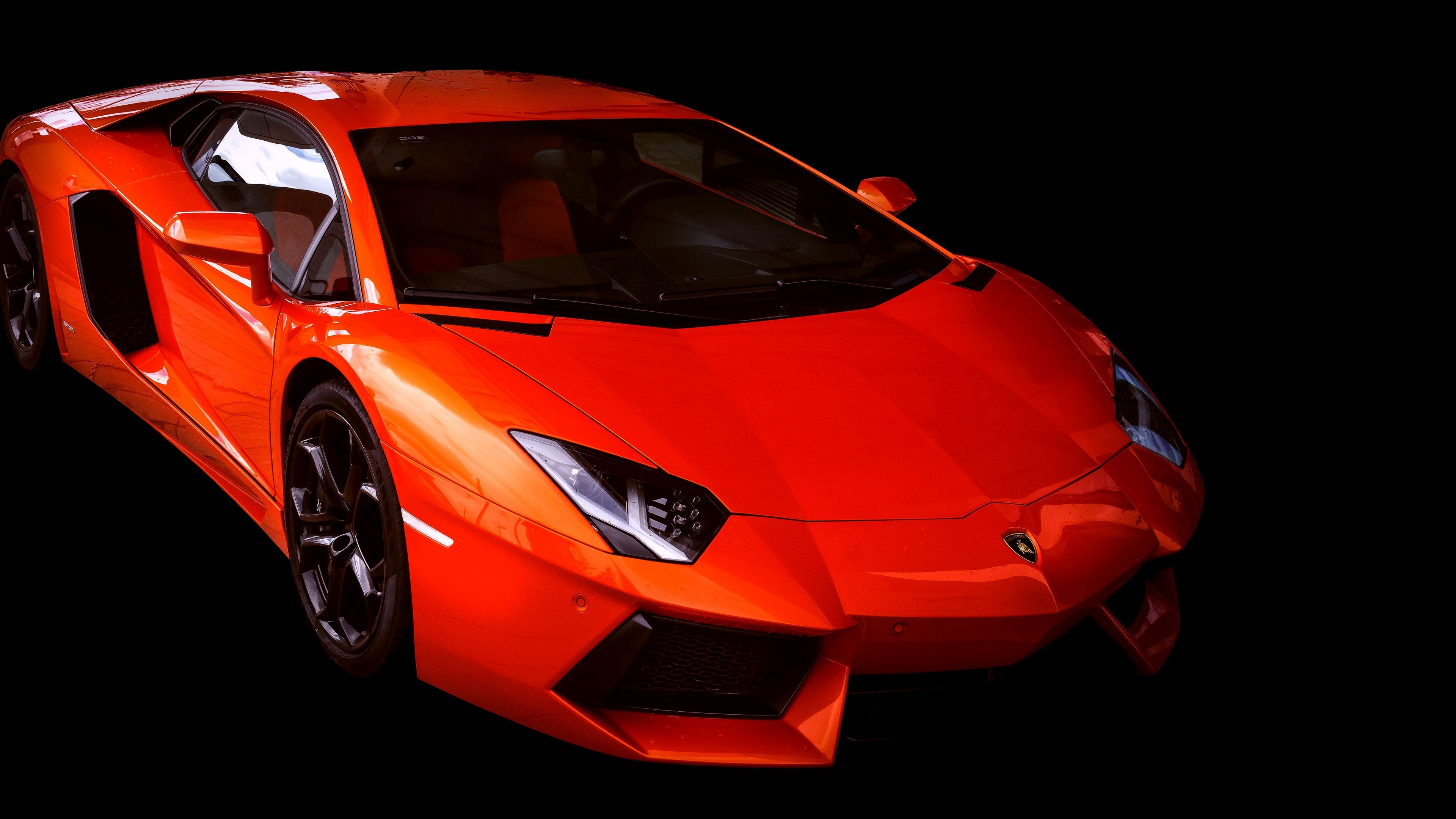 lamborghini aventador, lamborghini, red, sports car, car, 4k, HD Wallpaper