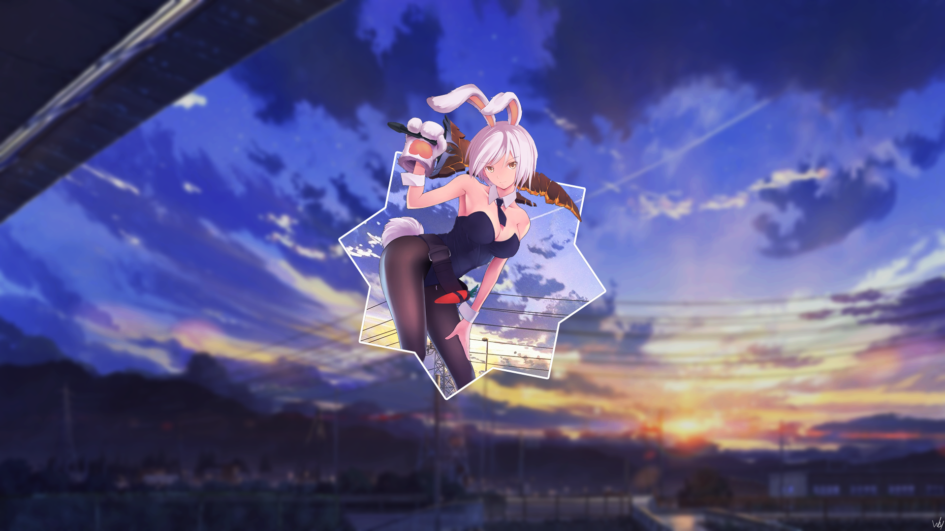 League of Legends, Riven (League of Legends), city, white hair, pictures in pictures, HD Wallpaper