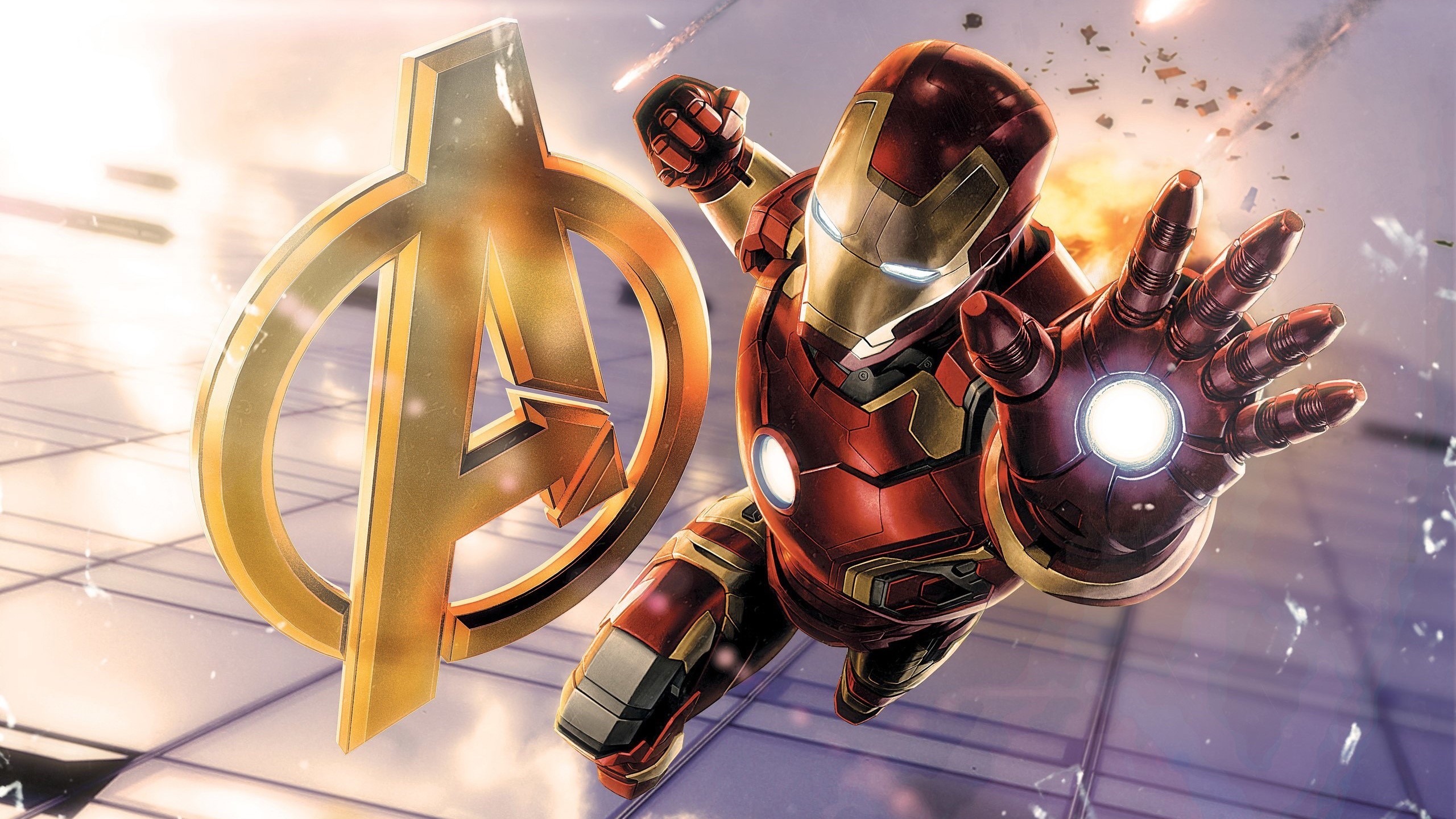 The Avengers, Iron Man, superhero, building, artwork, HD Wallpaper