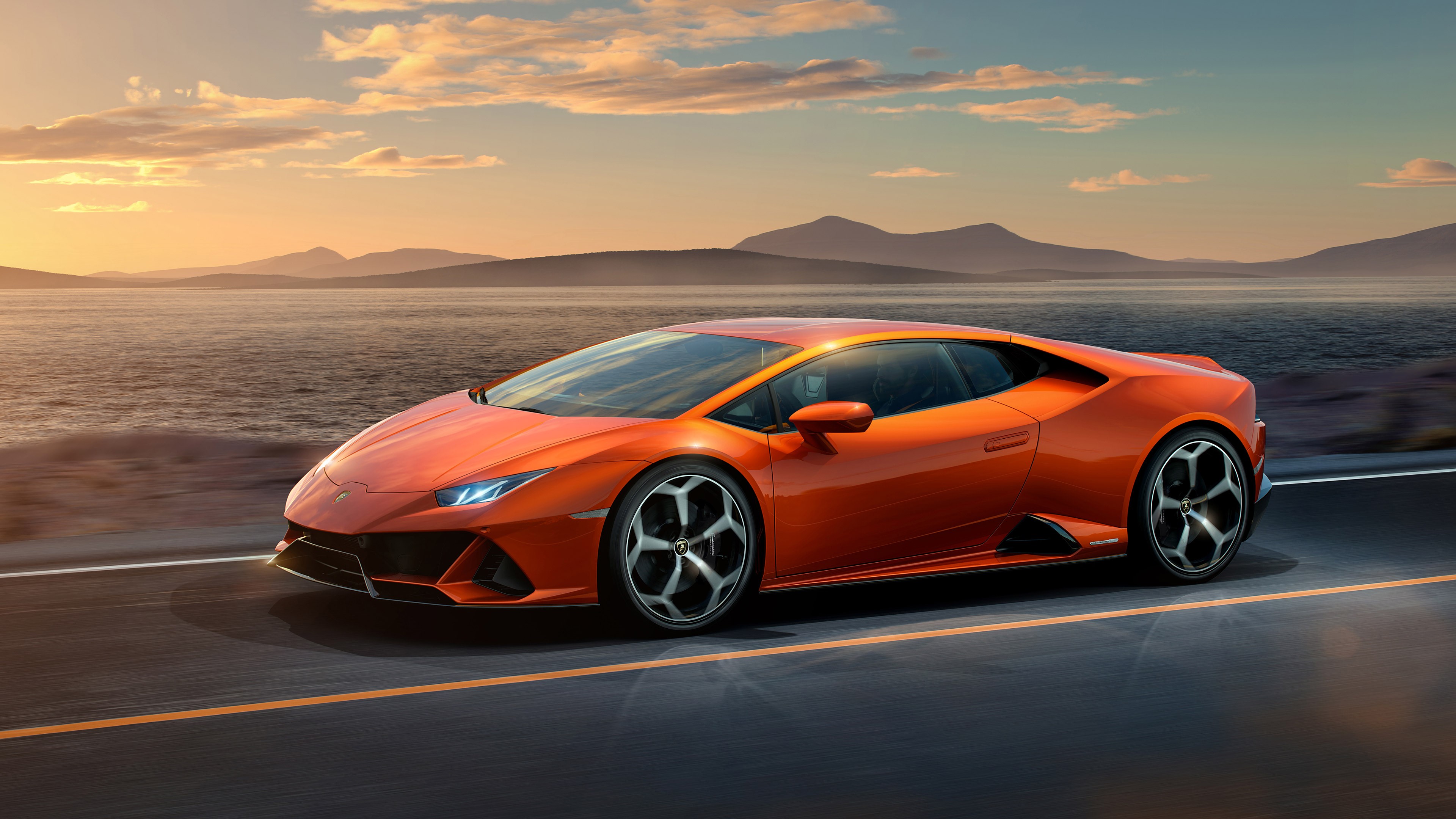 Lamborghini Huracan, car, vehicle, supercars, sunrise, HD Wallpaper